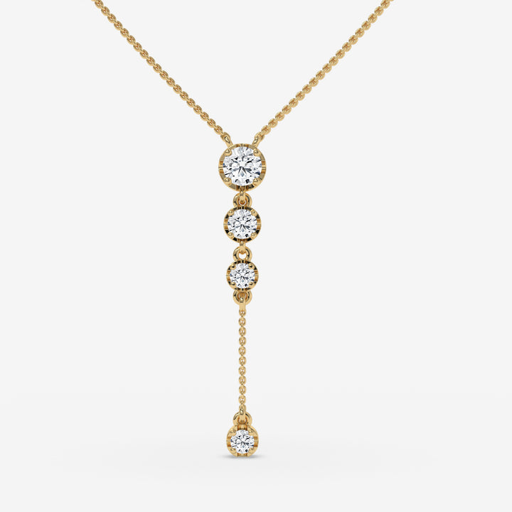 Yellow Gold Vertical Diamond Pendant with Halo Setting