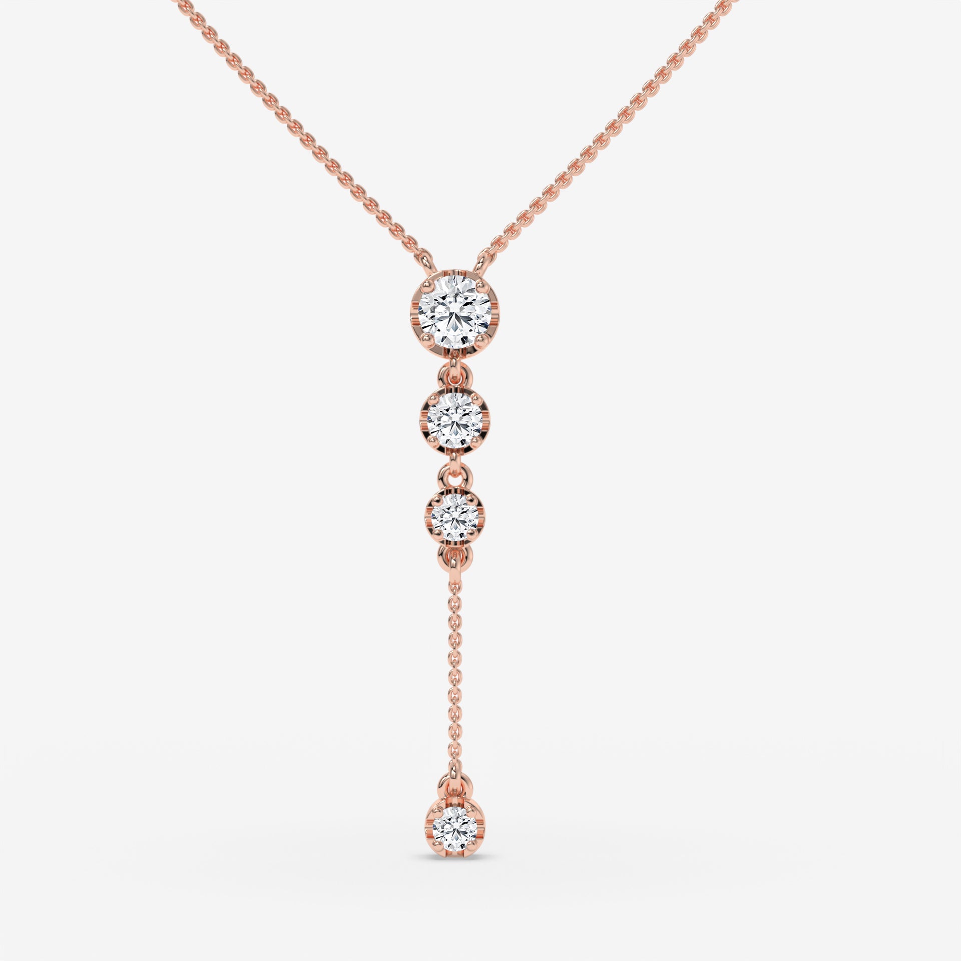 White Gold Vertical Diamond Pendant with Halo Setting