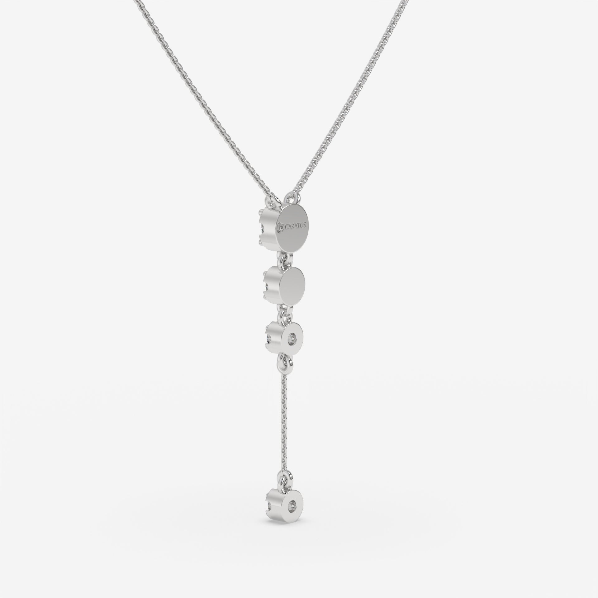 White Gold Vertical Diamond Pendant with Halo Setting