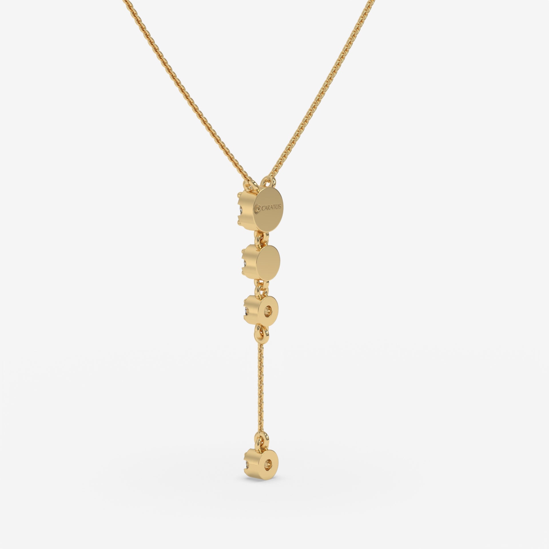 Yellow Gold Vertical Diamond Pendant with Halo Setting