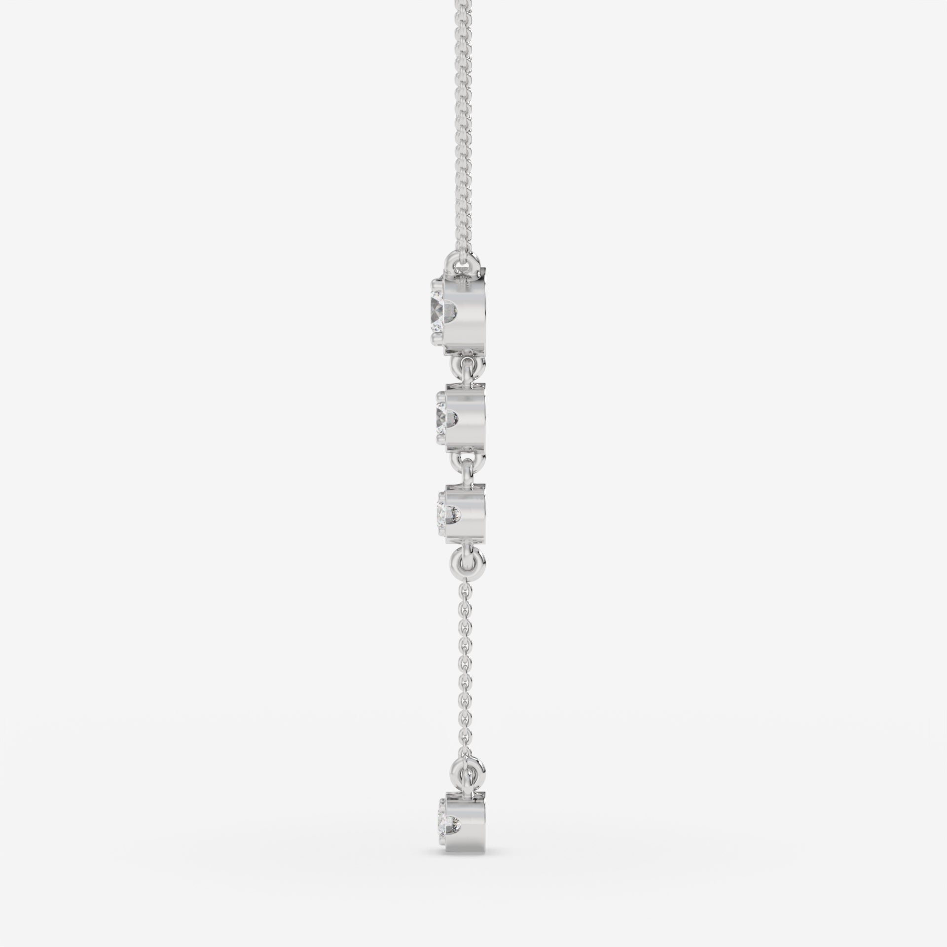 White Gold Vertical Diamond Pendant with Halo Setting