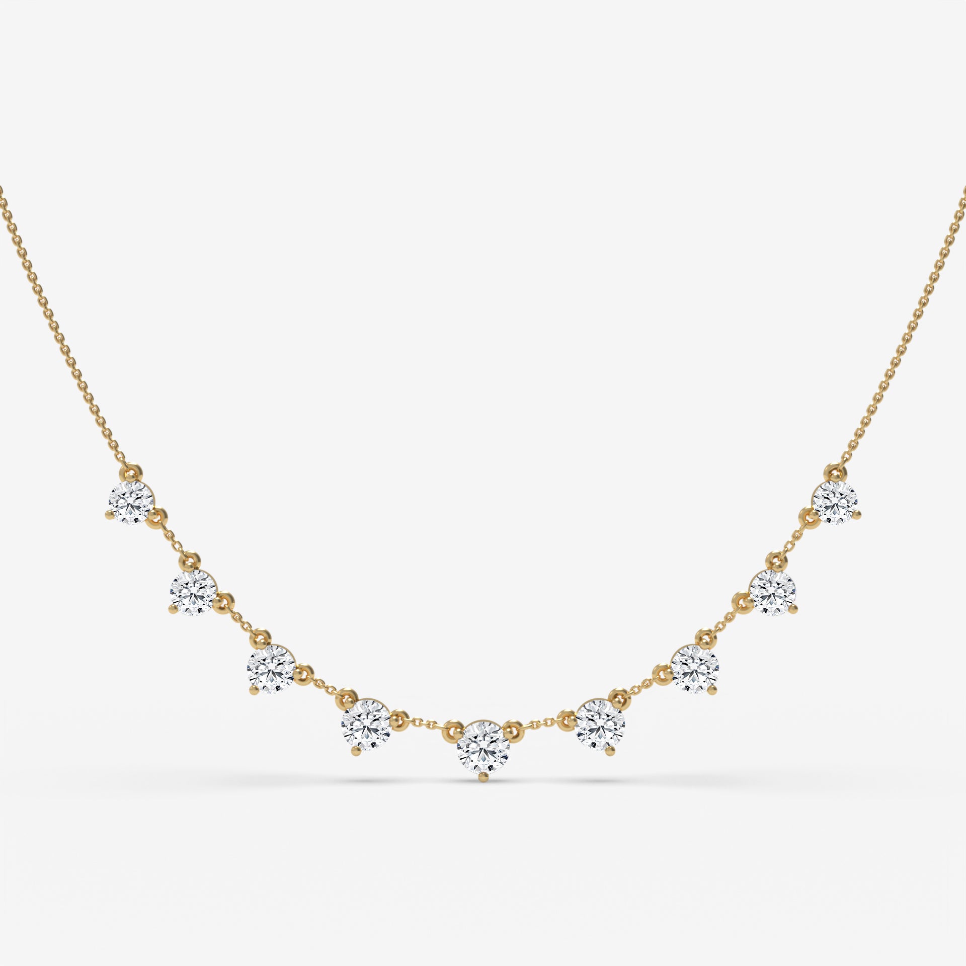 Graduated Diamond Cascade Yellow Gold Necklace