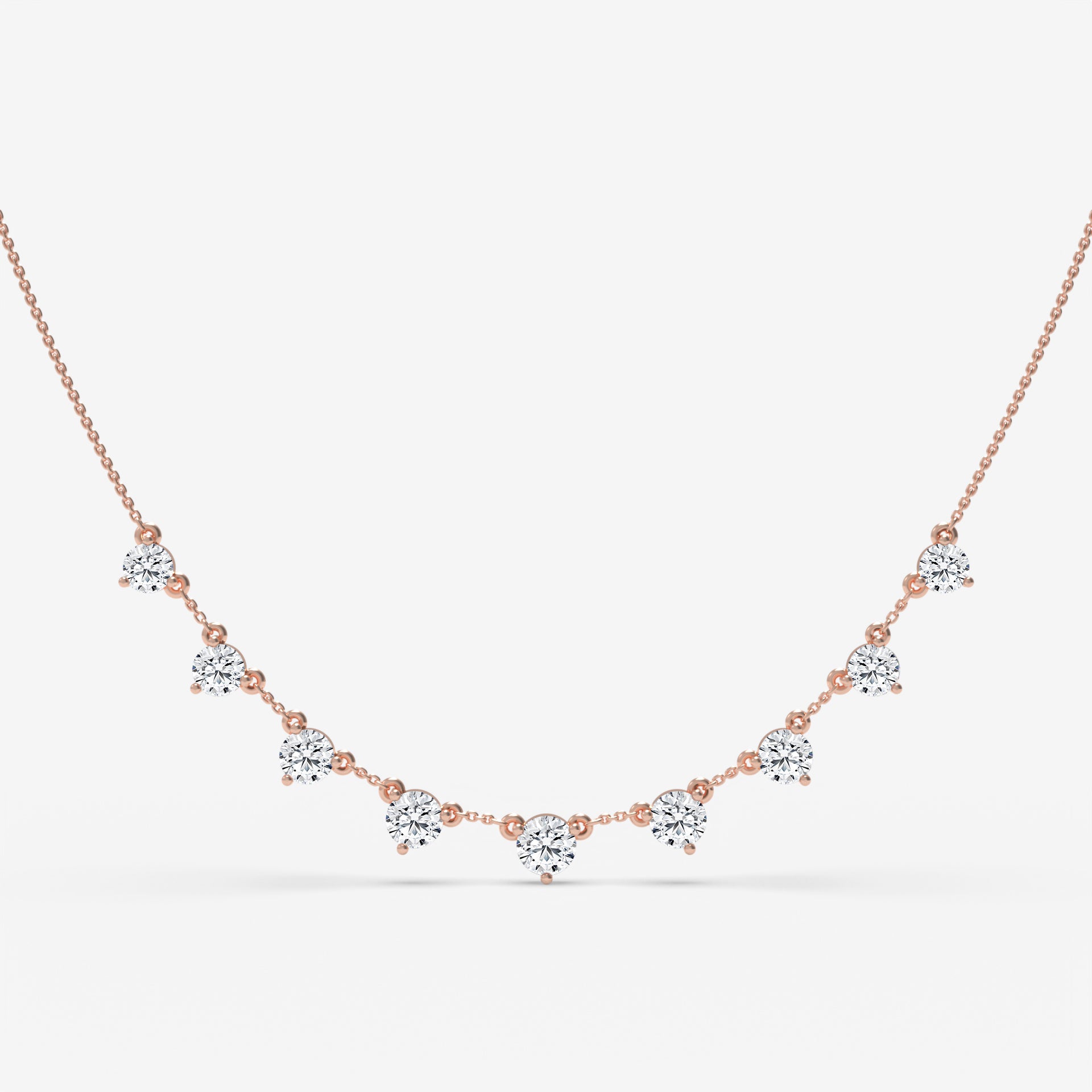 Graduated Diamond Cascade White Gold Necklace