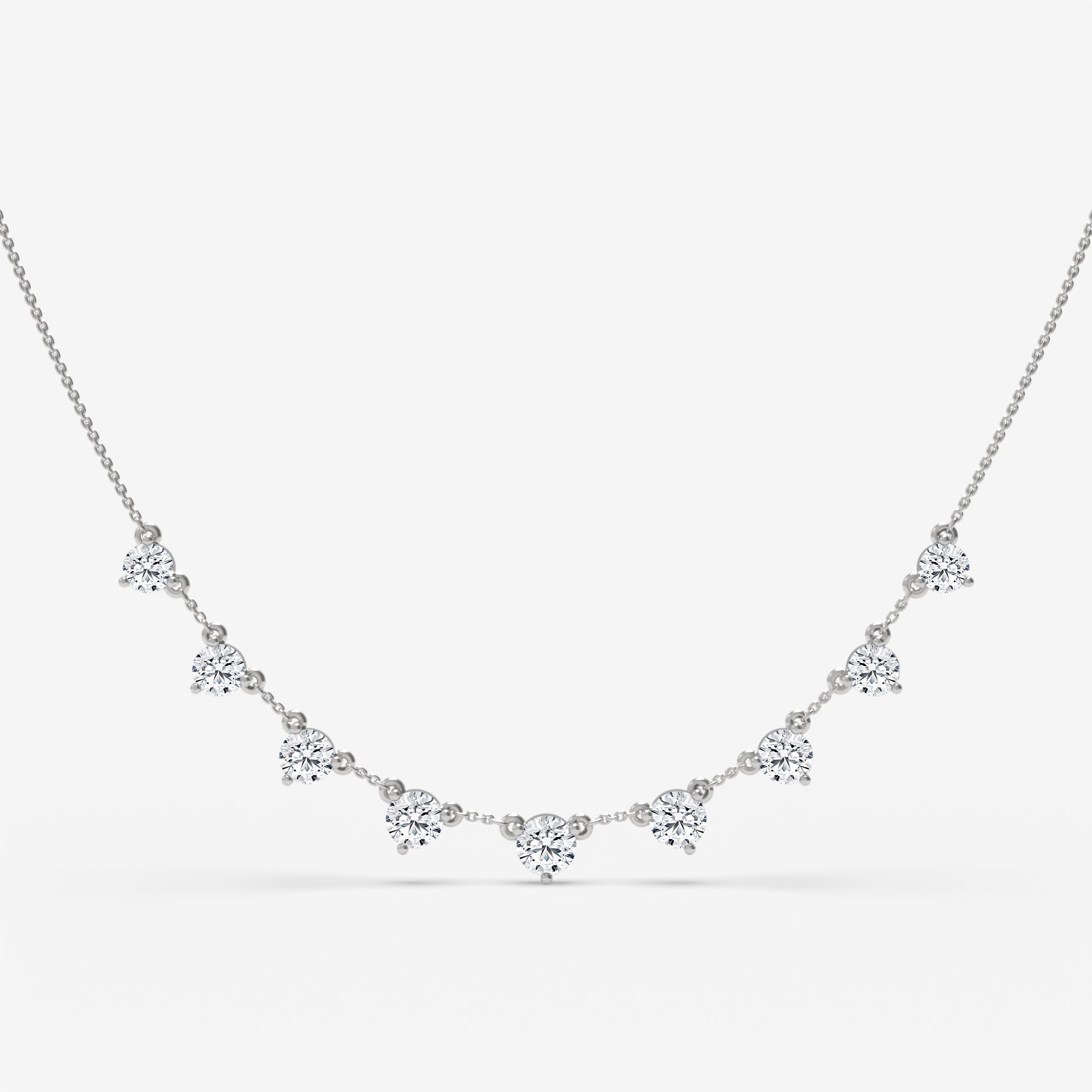 Graduated Diamond Cascade White Gold Necklace