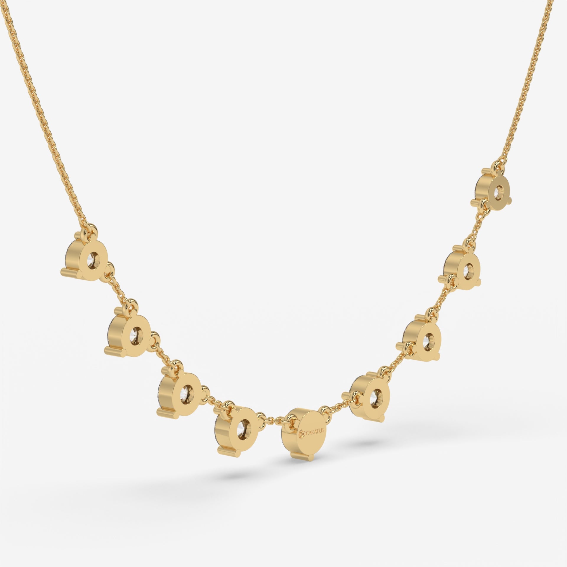 Graduated Diamond Cascade Yellow Gold Necklace