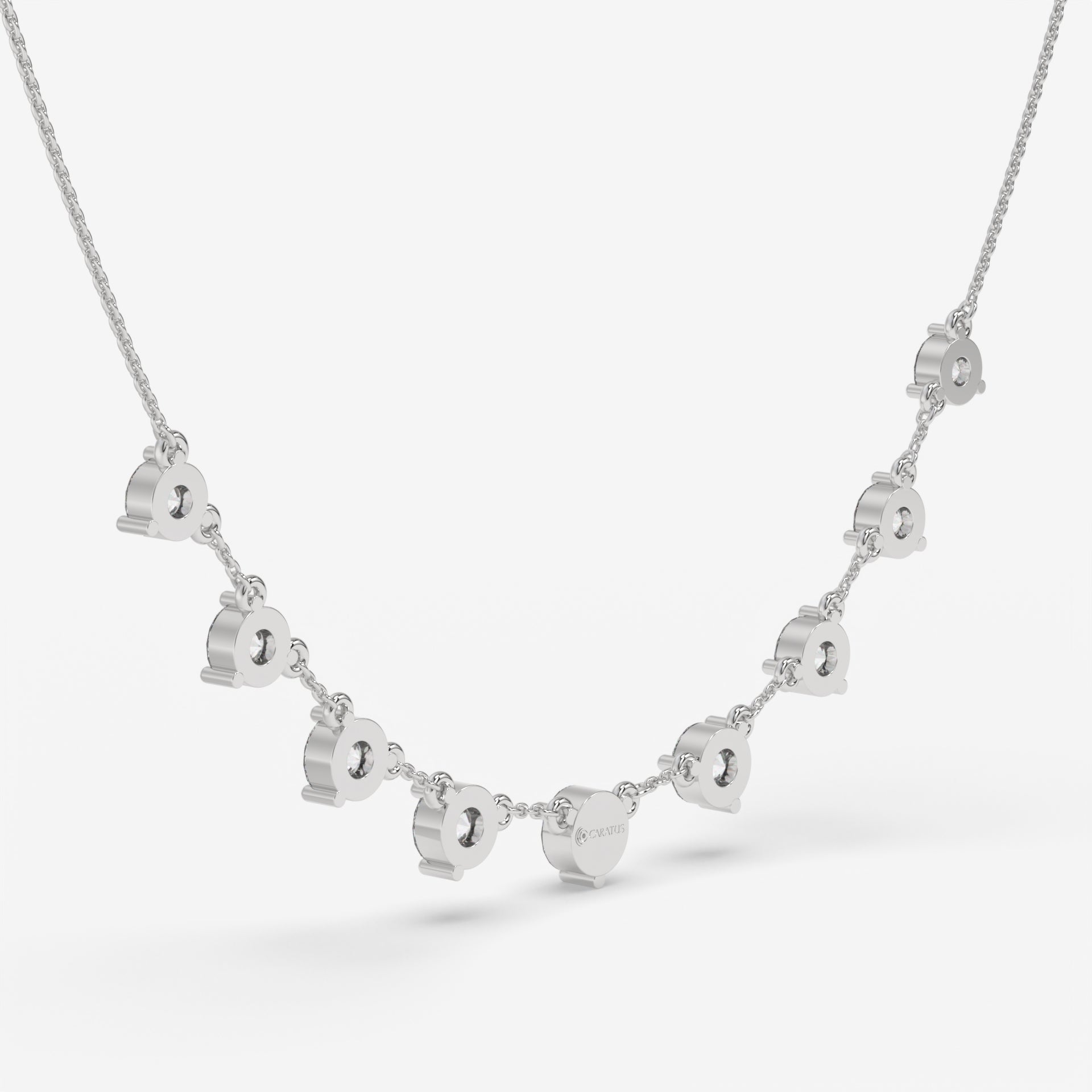 Graduated Diamond Cascade White Gold Necklace