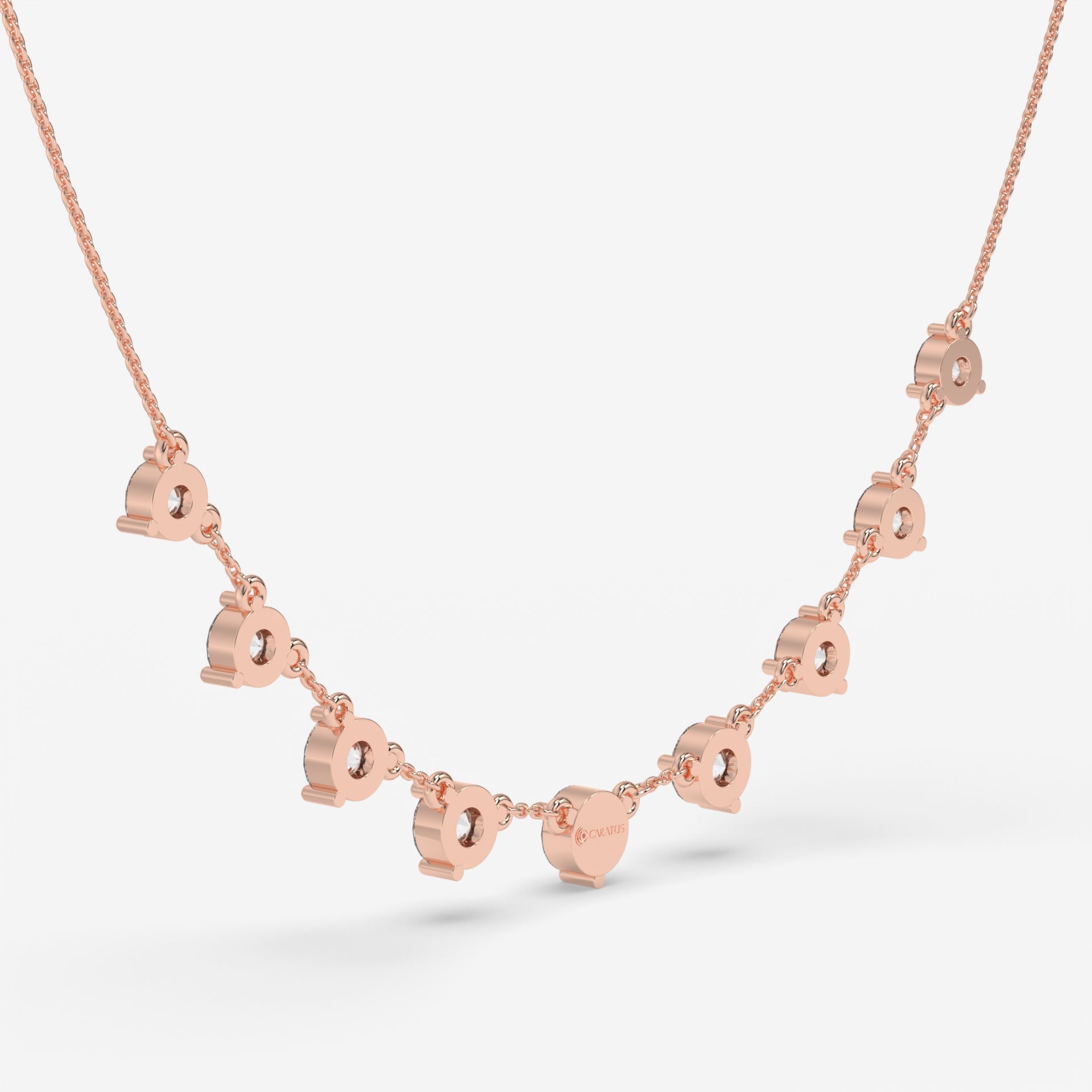 Graduated Diamond Cascade Rose Gold Necklace