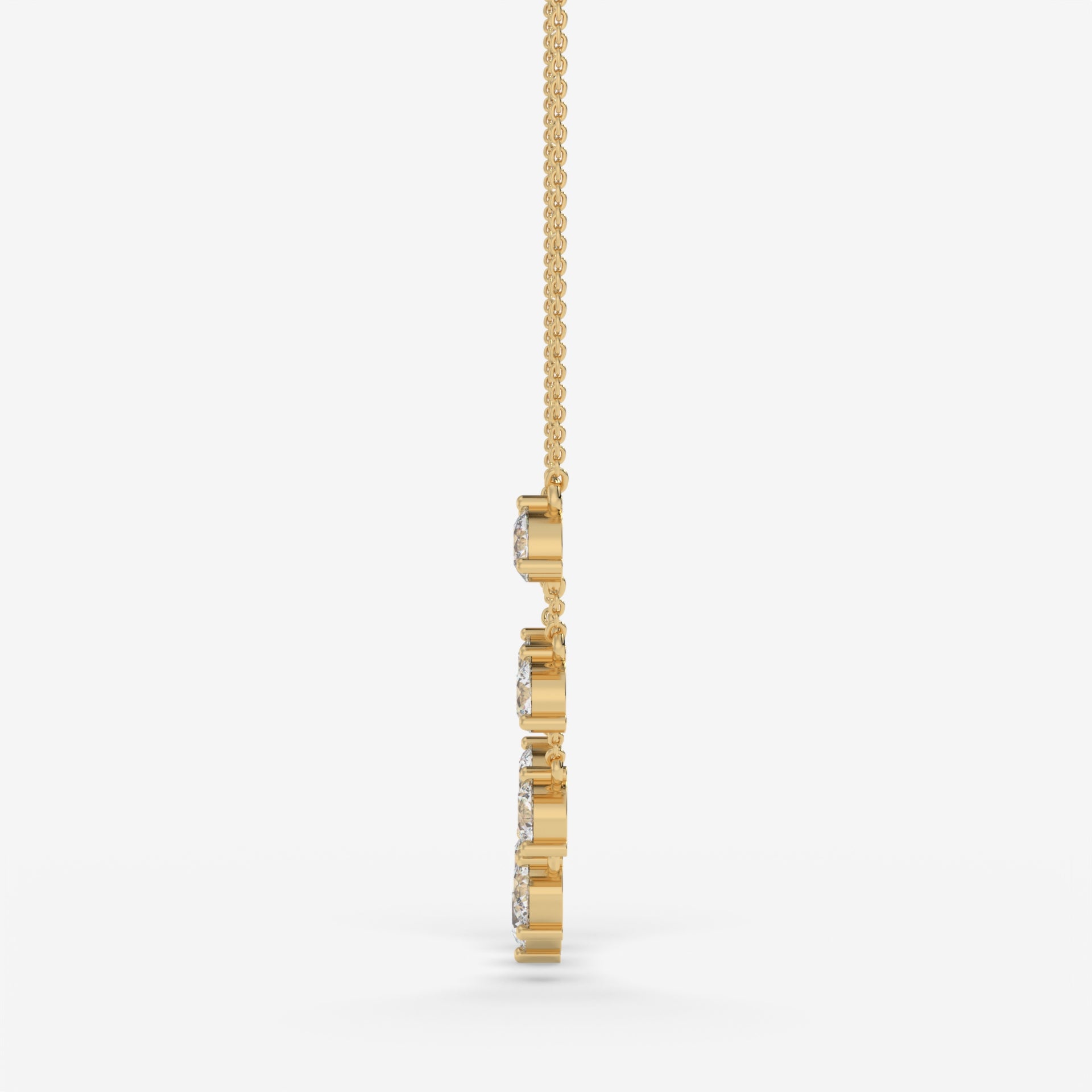 Graduated Diamond Cascade Yellow Gold Necklace