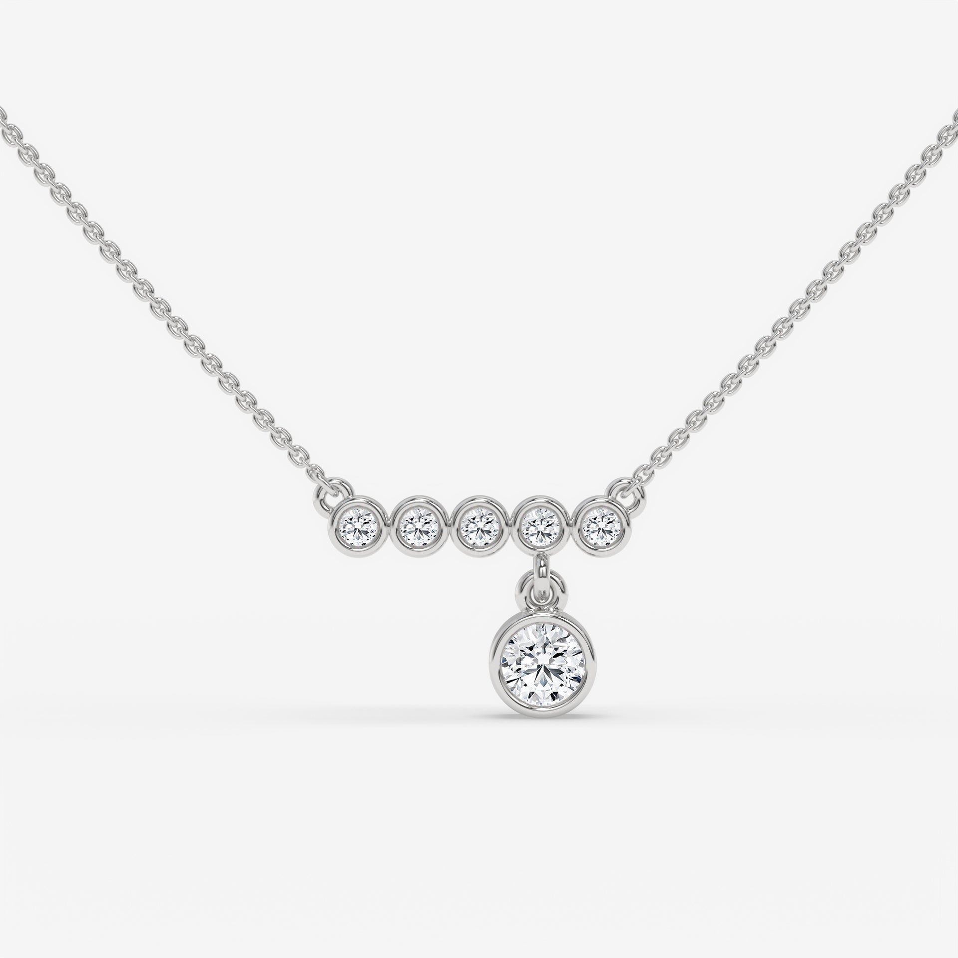 Linear Diamond Pendant Necklace in Yellow Gold