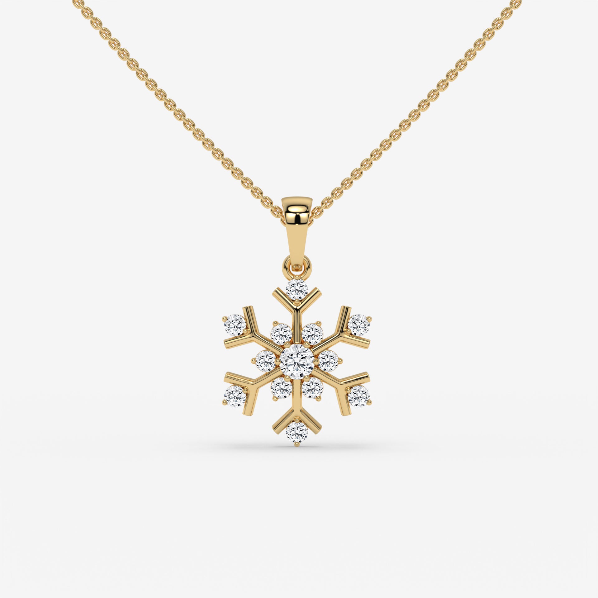 Whimsical Snowflake Diamond Rose Gold Necklace