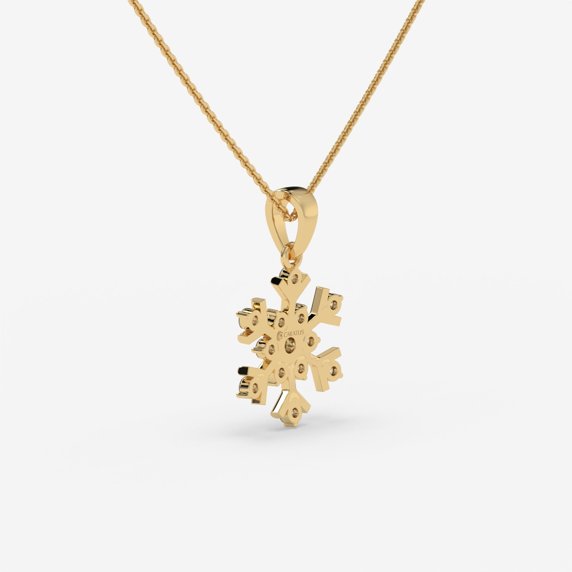 Whimsical Snowflake Diamond Yellow Gold Necklace