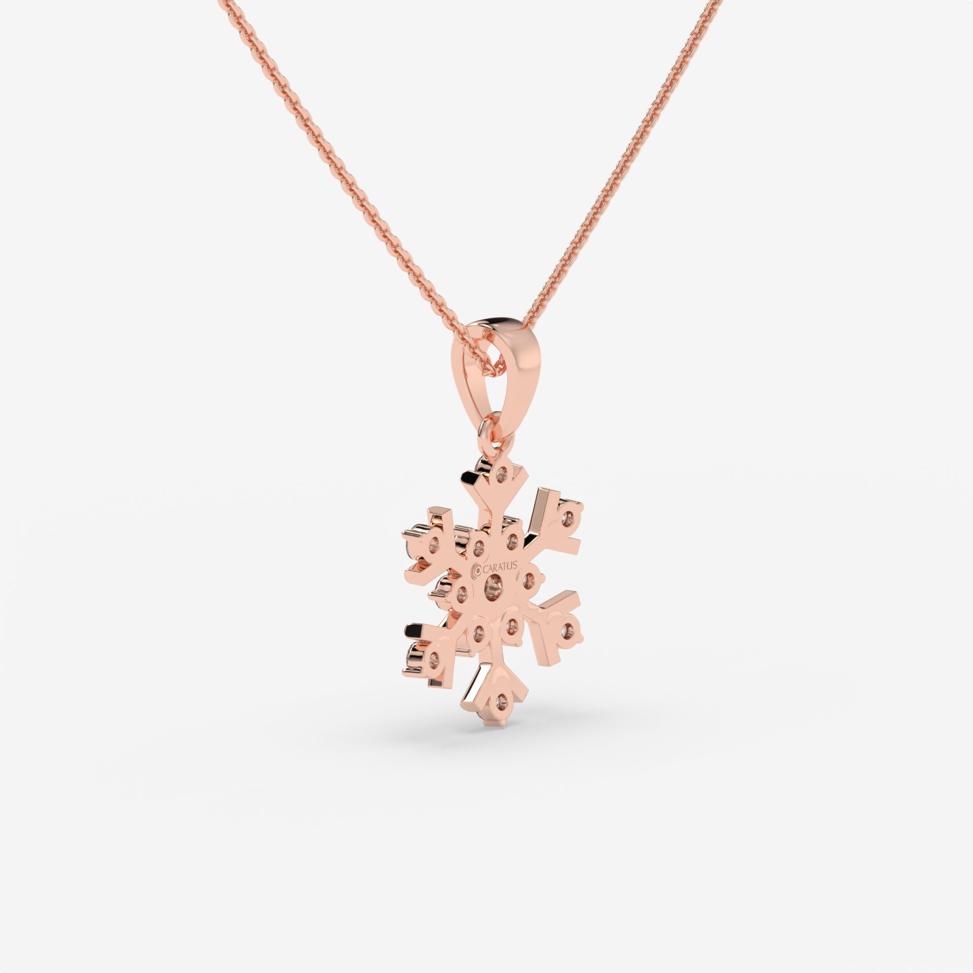 Whimsical Snowflake Diamond Rose Gold Necklace