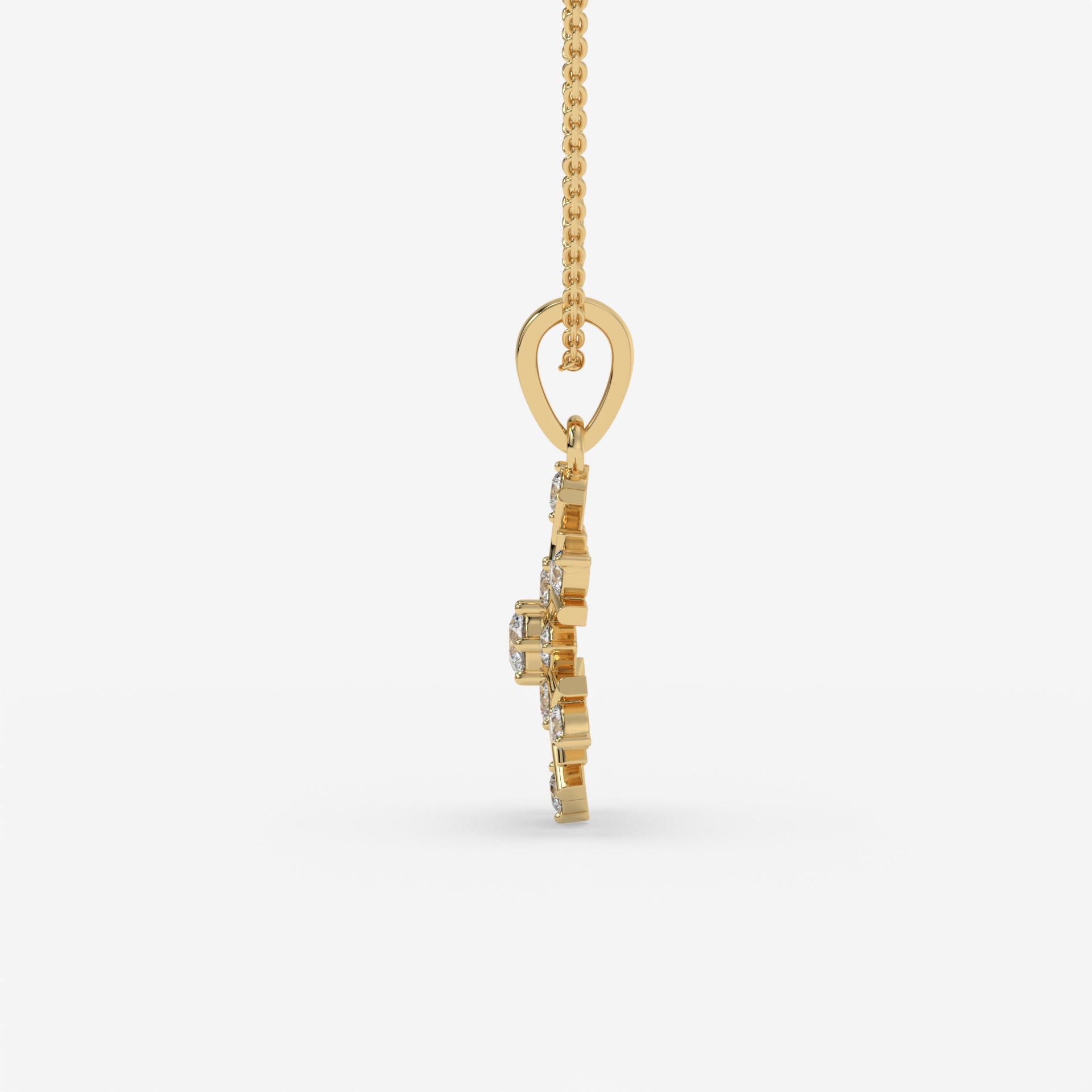 Whimsical Snowflake Diamond Yellow Gold Necklace