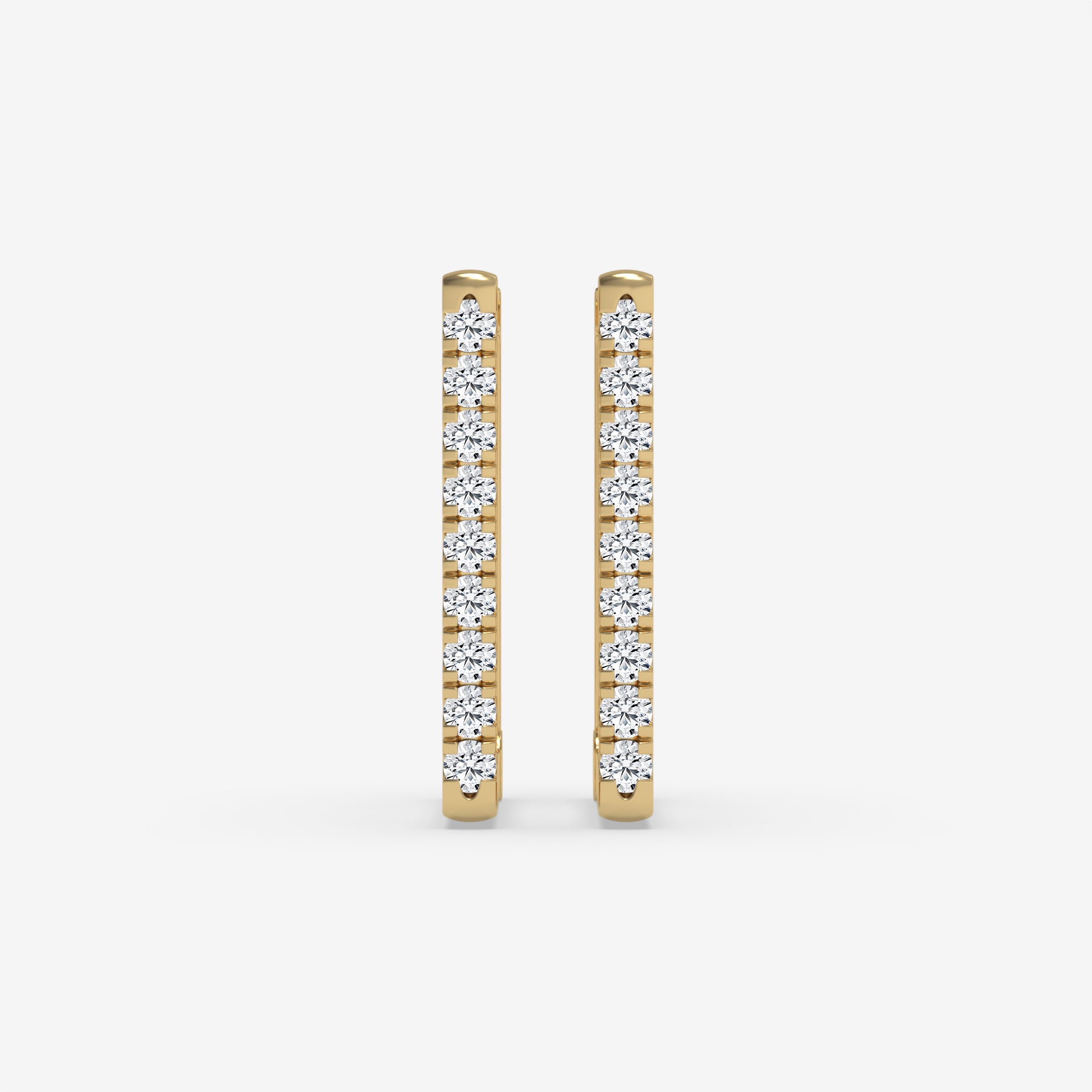 Square Diamond Hoop Earrings in Yellow Gold