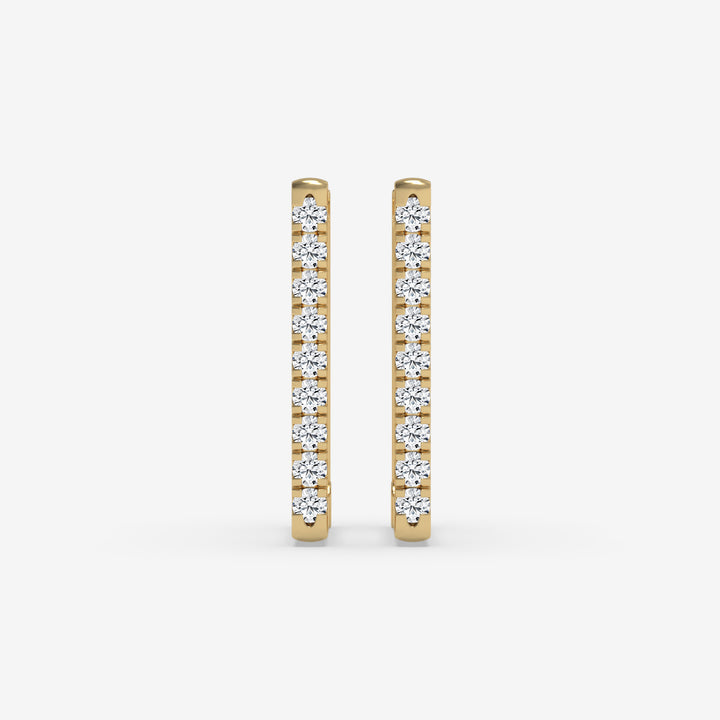 Square Diamond Hoop Earrings in Yellow Gold