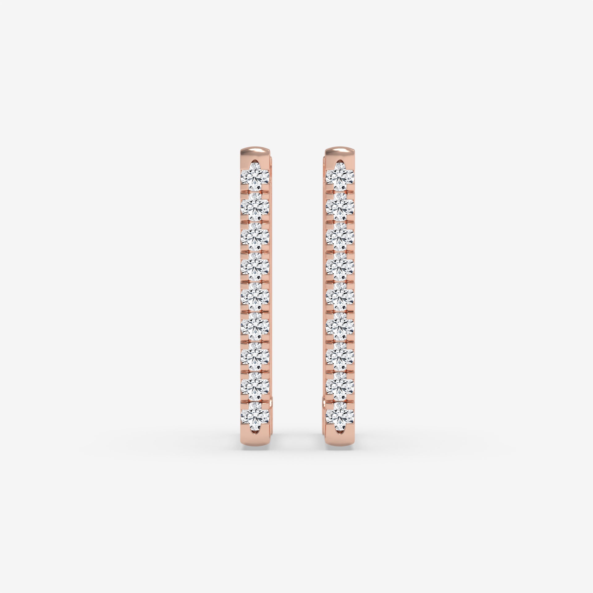 Square Diamond Hoop Earrings in Rose Gold