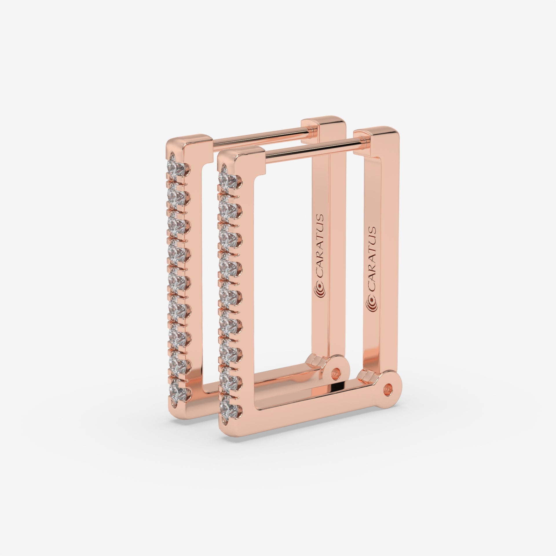 Square Diamond Hoop Earrings in Rose Gold