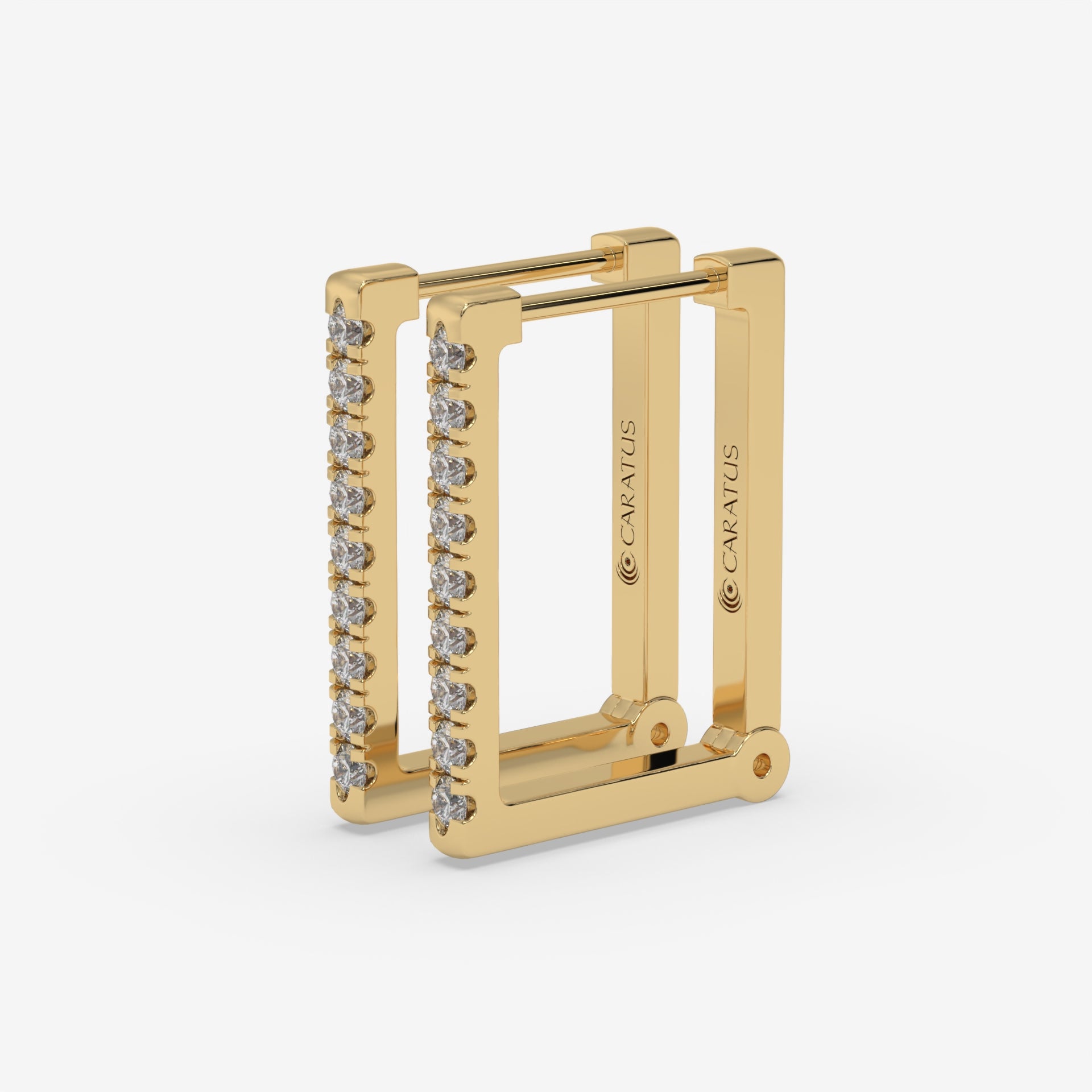 Square Diamond Hoop Earrings in Yellow Gold