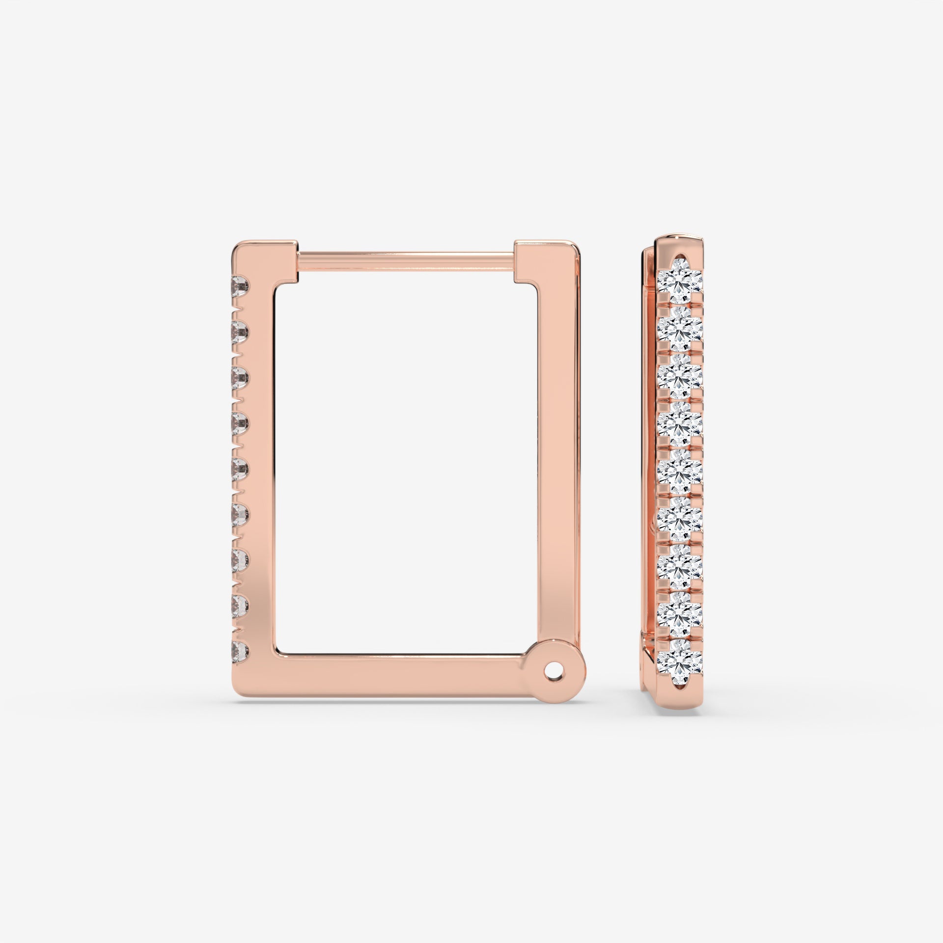 Square Diamond Hoop Earrings in Rose Gold
