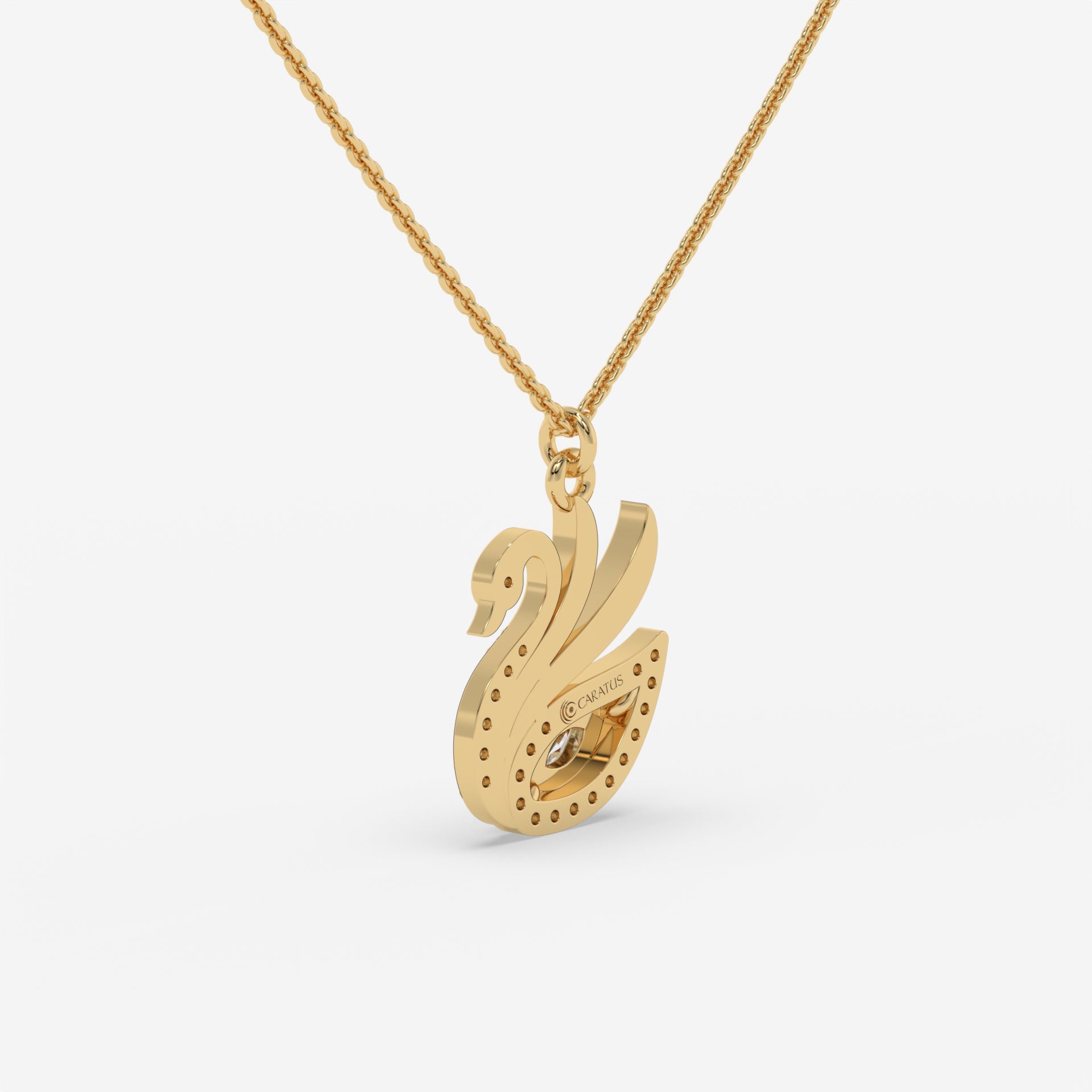 Marquise Diamond Swan Necklace in Yellow Gold