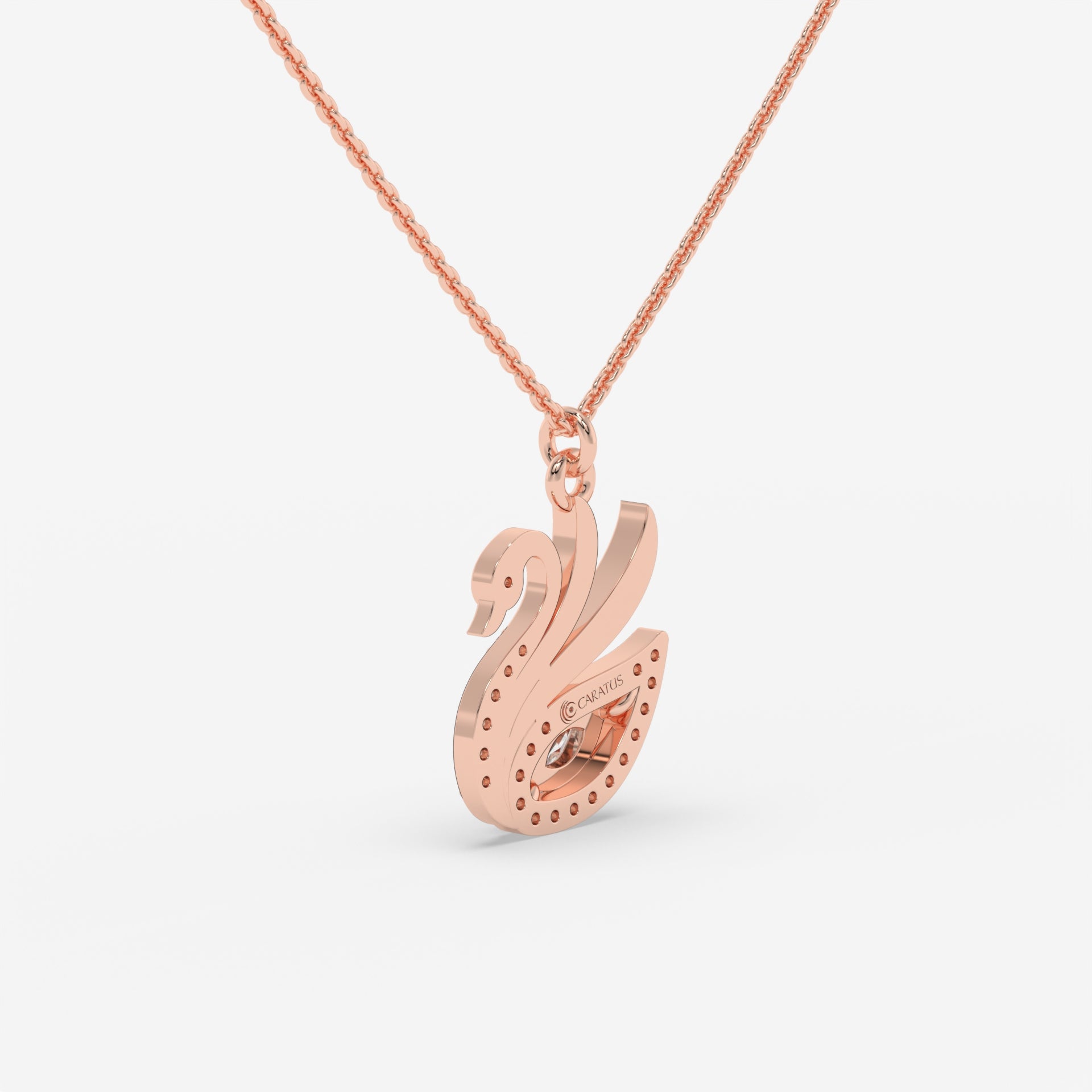 Marquise Diamond Swan Necklace in Rose Gold