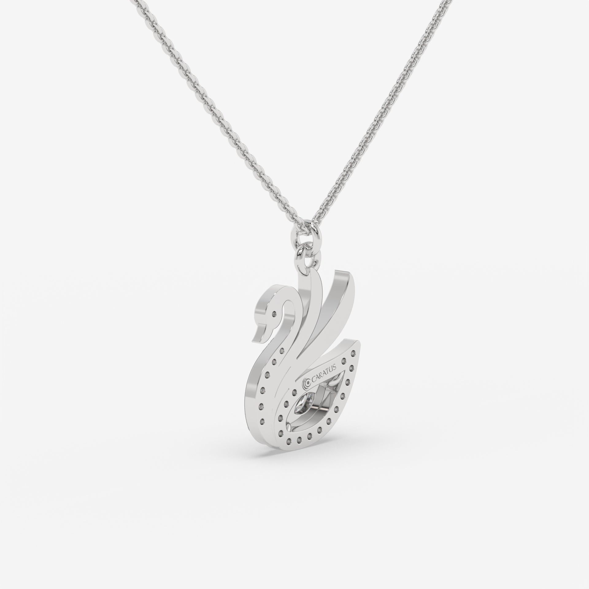 Marquise Diamond Swan Necklace in White Gold