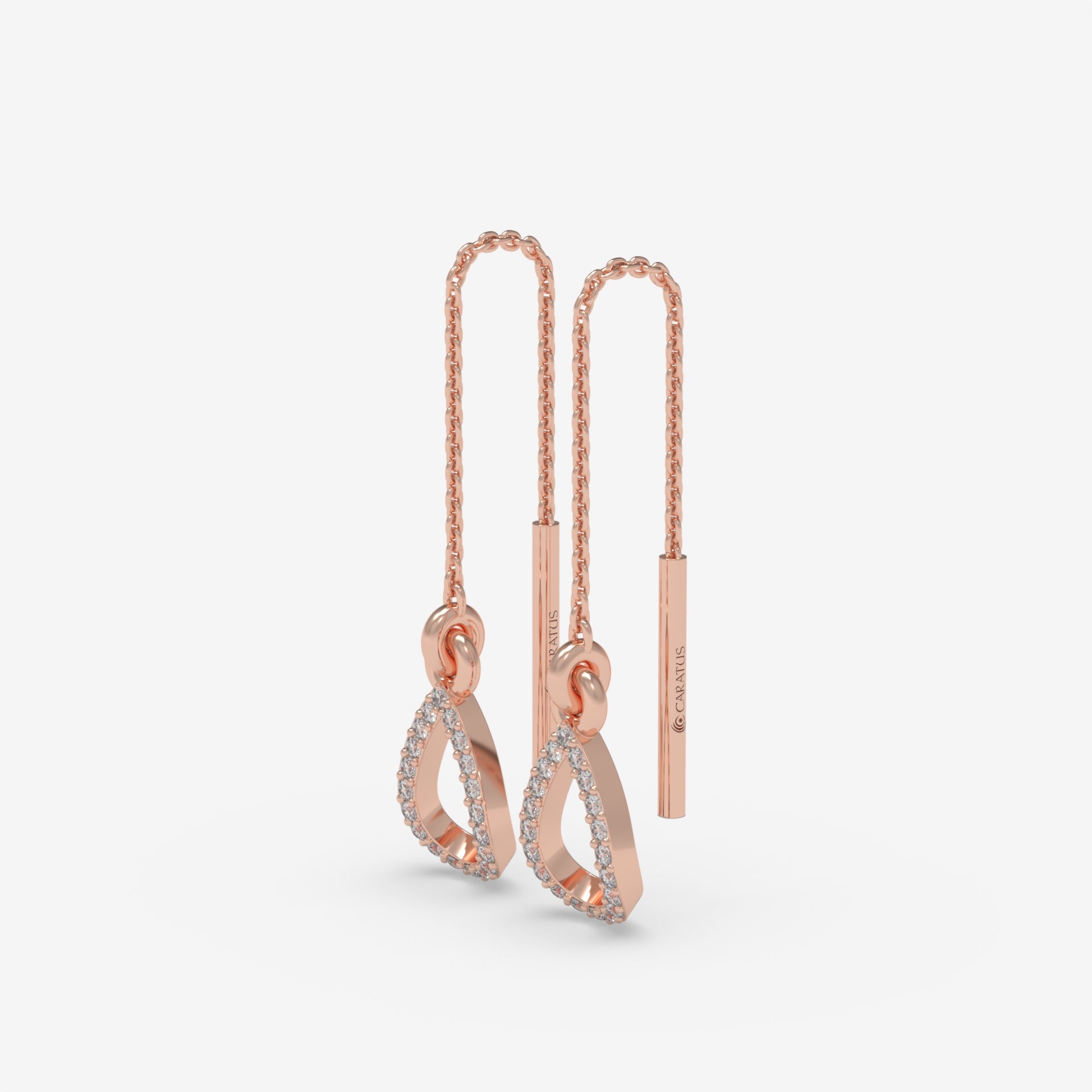 Diamond Drop Rose Gold Earrings in Pear Shape