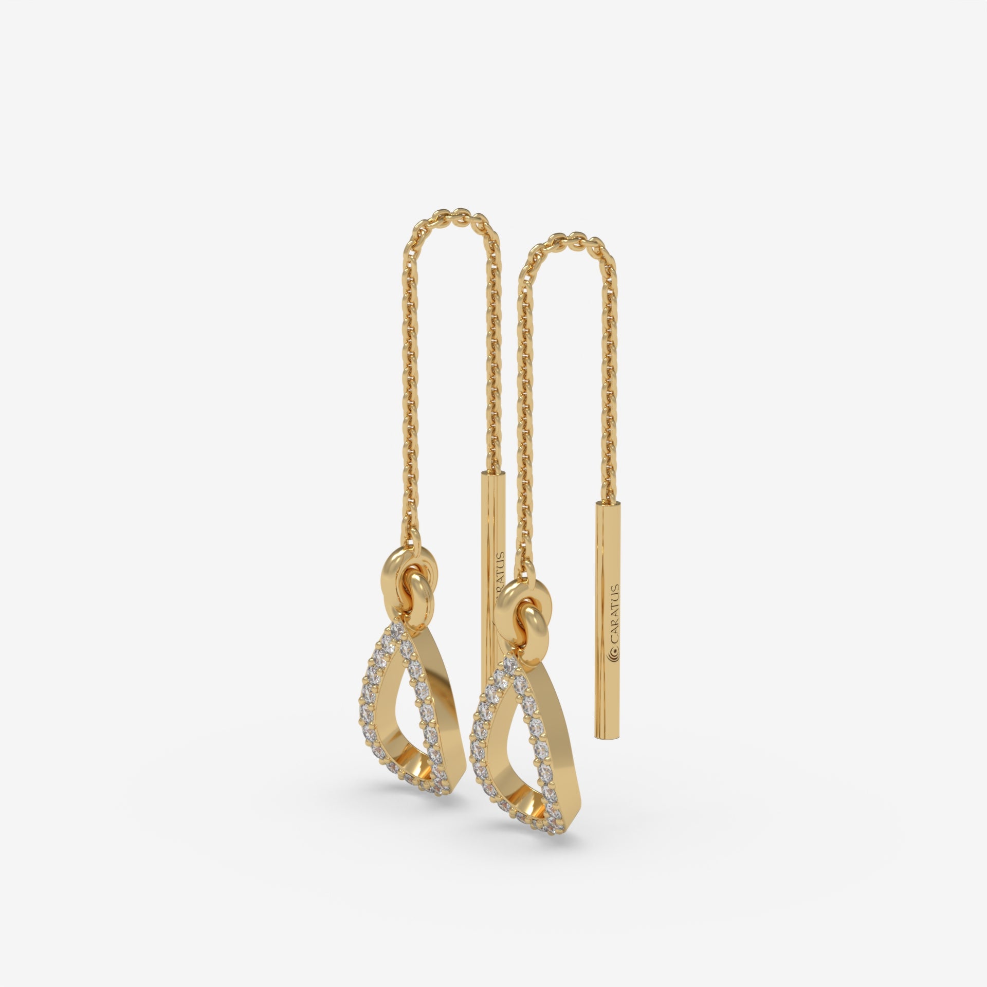 Diamond Drop Yellow Gold Earrings in Pear Shape