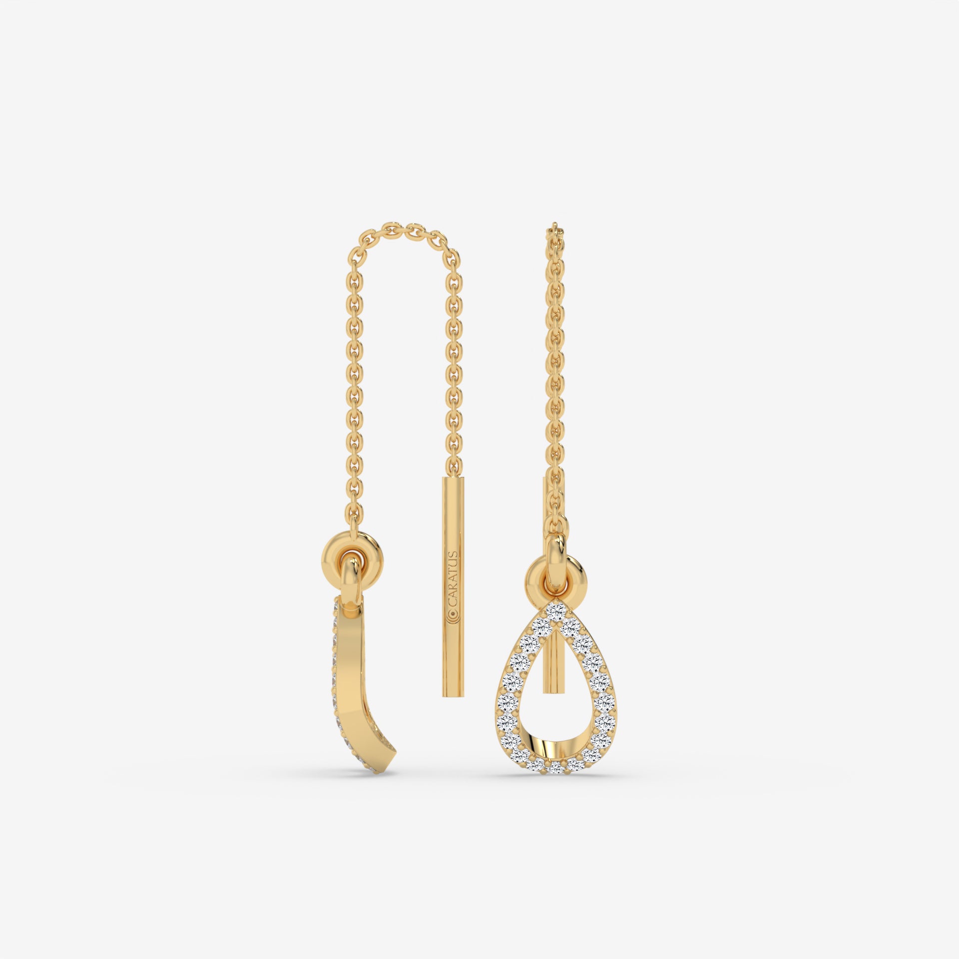 Diamond Drop Yellow Gold Earrings in Pear Shape
