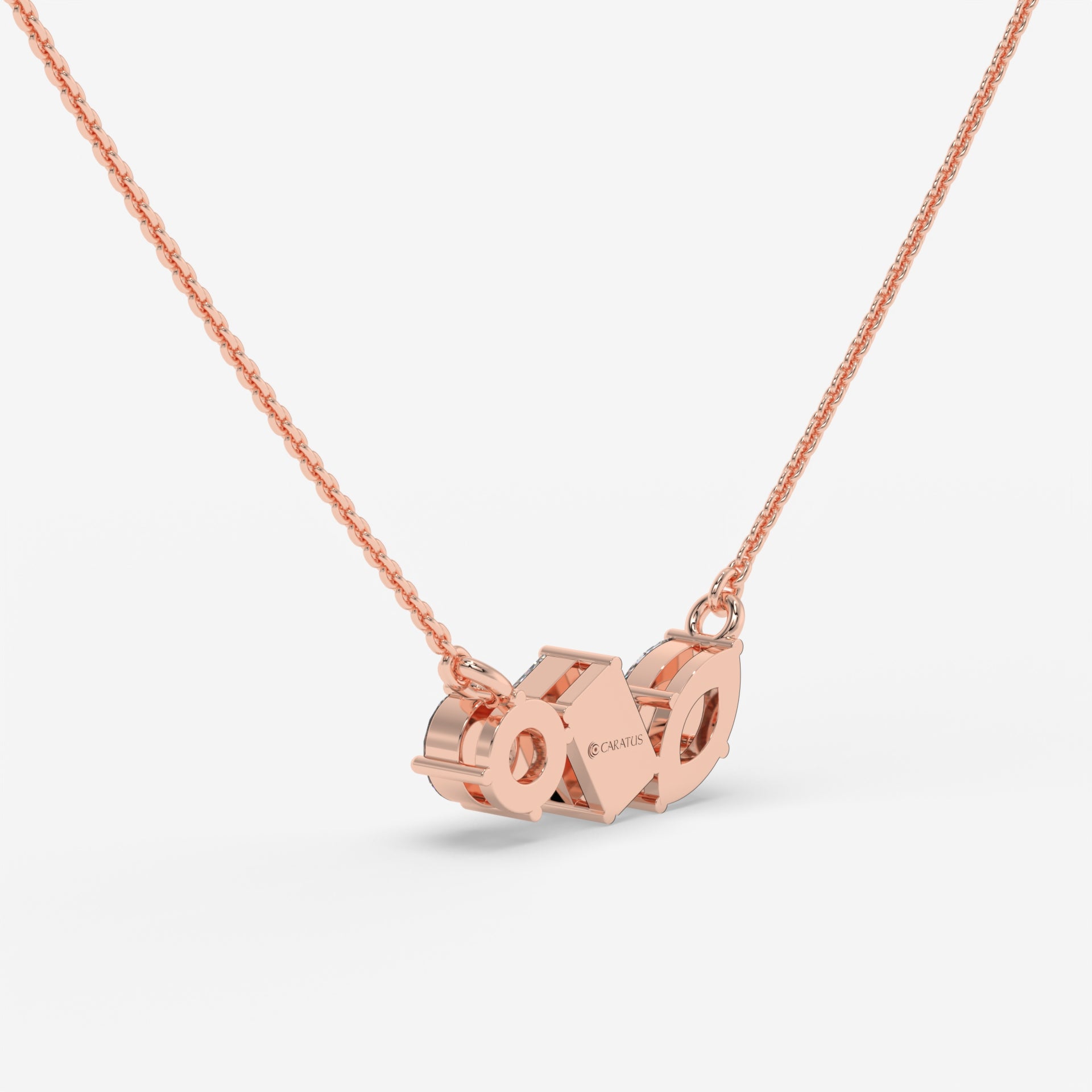 Three-Diamond Pendant Necklace in Rose Gold