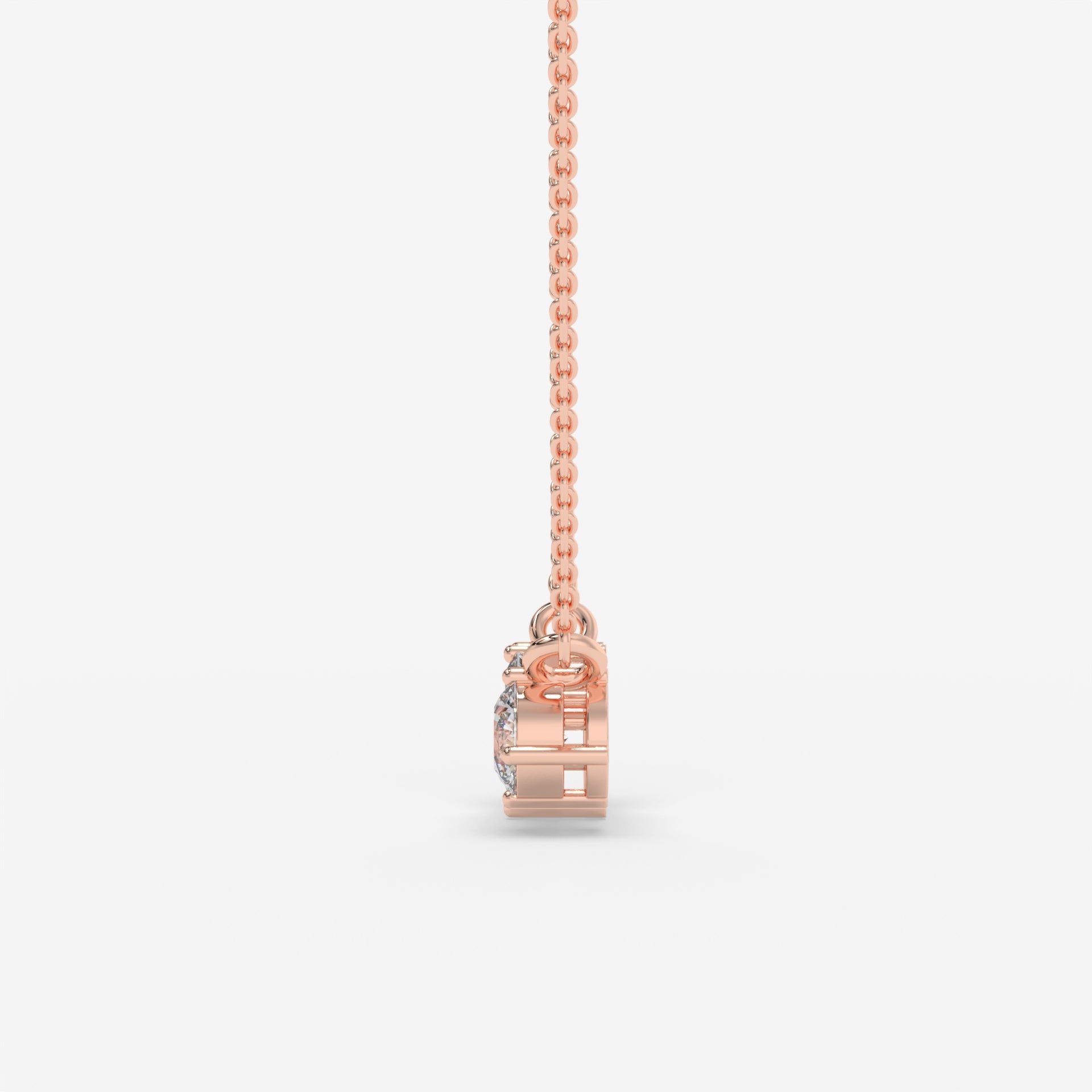 Three-Diamond Pendant Necklace in Rose Gold