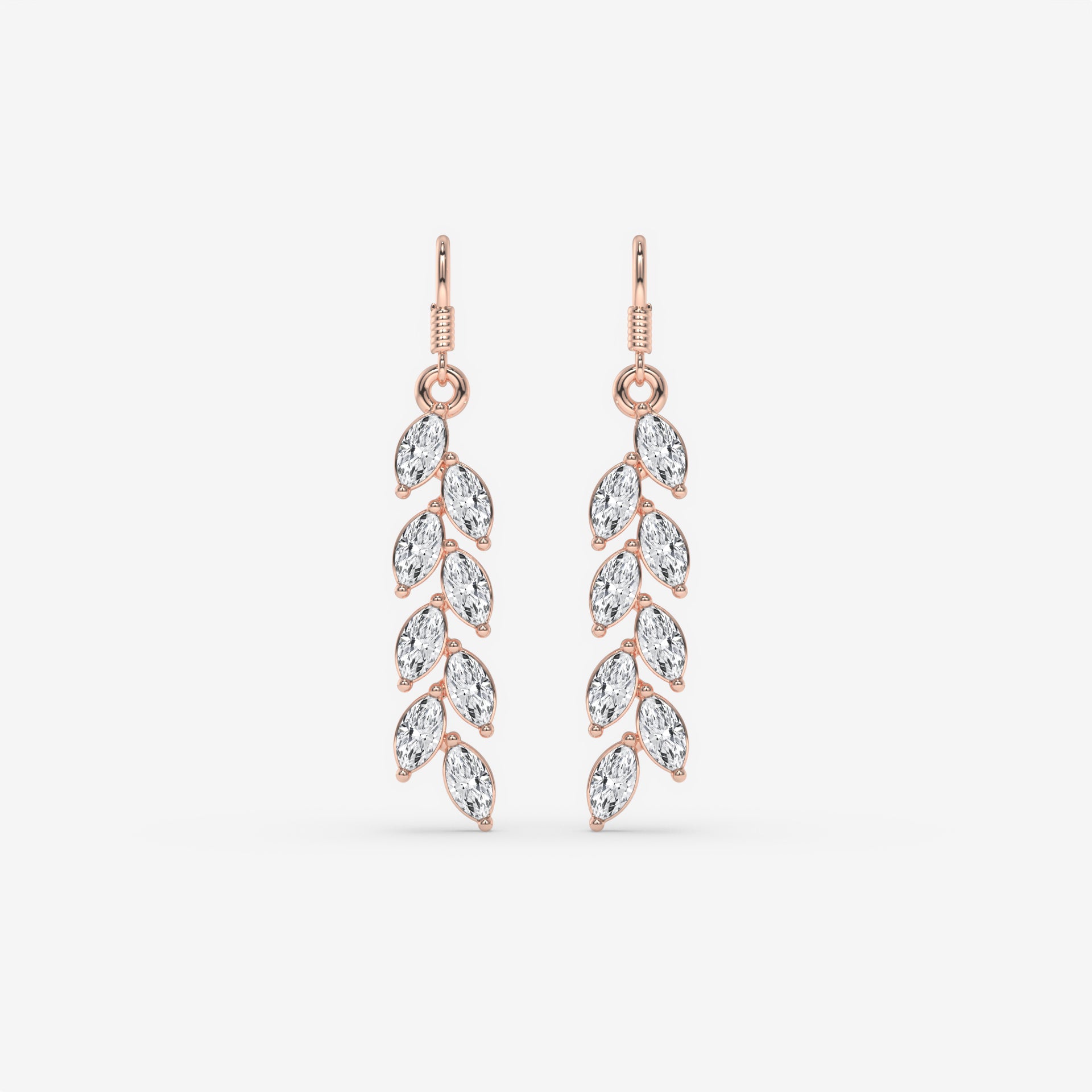 White Gold Drop Earrings with Cascading Marquise Diamonds