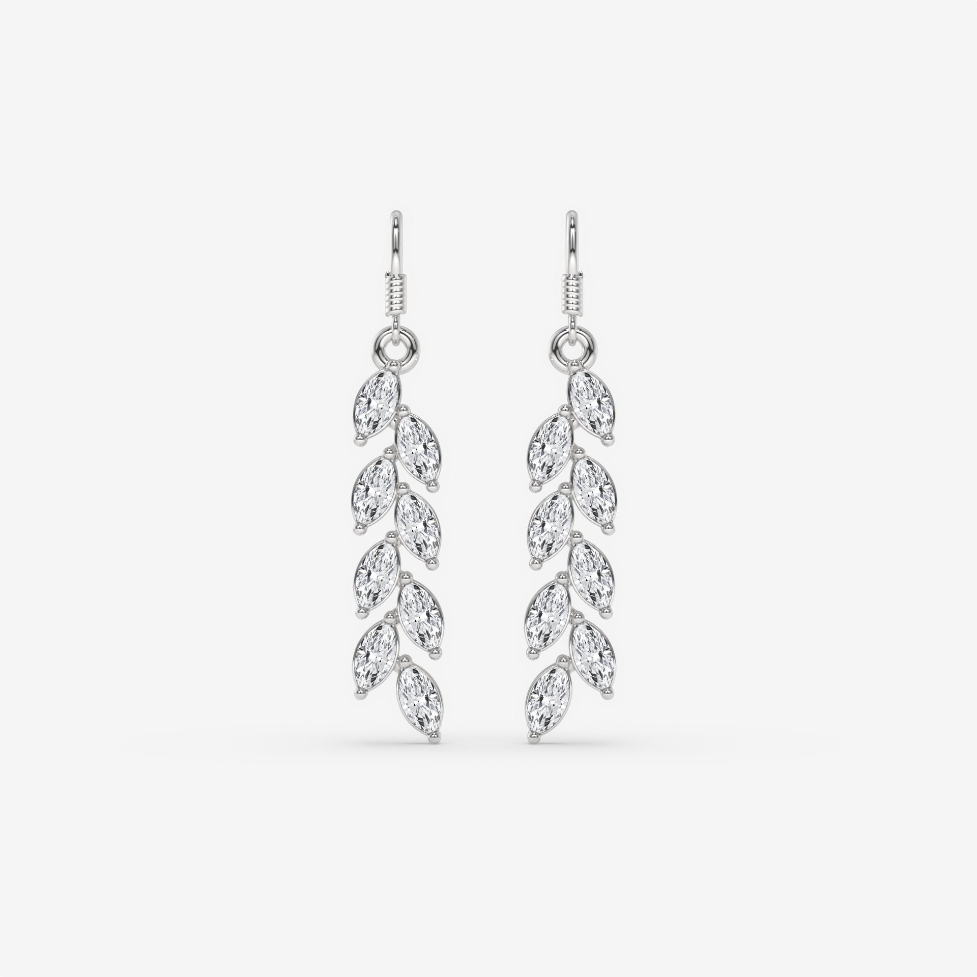 Yellow Gold Drop Earrings with Cascading Marquise Diamonds