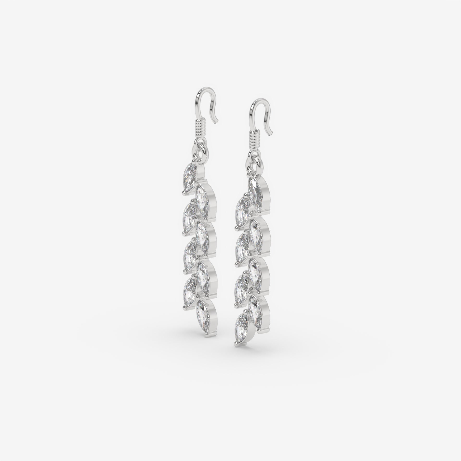 White Gold Drop Earrings with Cascading Marquise Diamonds