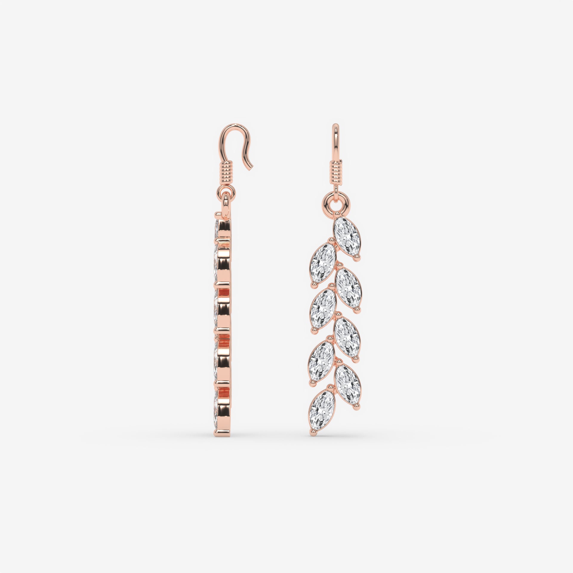 Rose Gold Drop Earrings with Cascading Marquise Diamonds