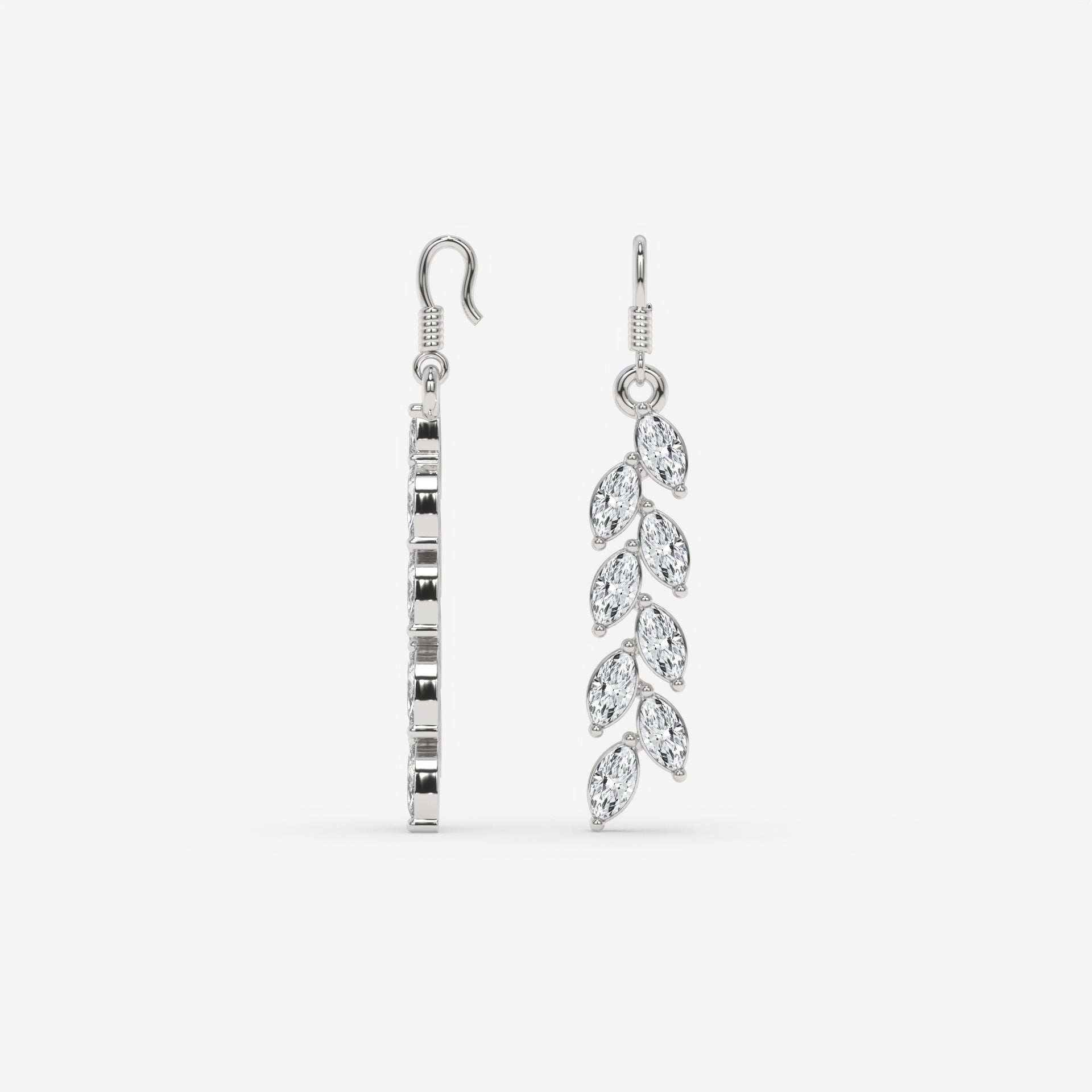 White Gold Drop Earrings with Cascading Marquise Diamonds