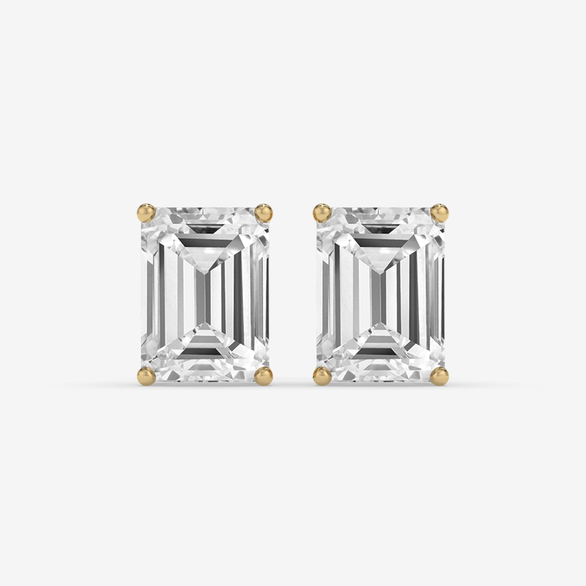 White Gold Emerald-Cut Diamond Stud Earrings