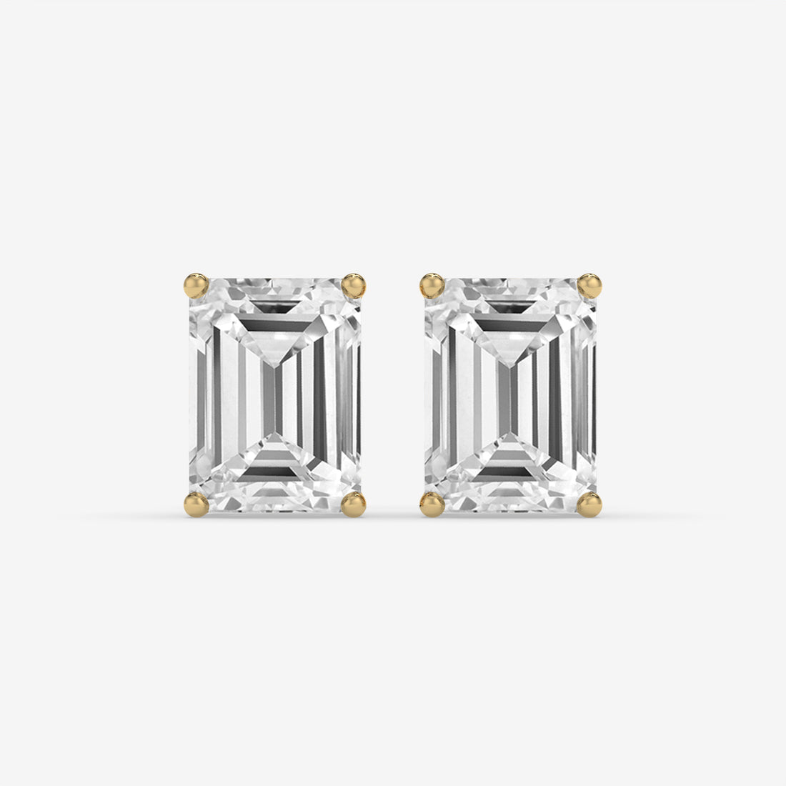 Yellow Gold Emerald-Cut Diamond Stud Earrings