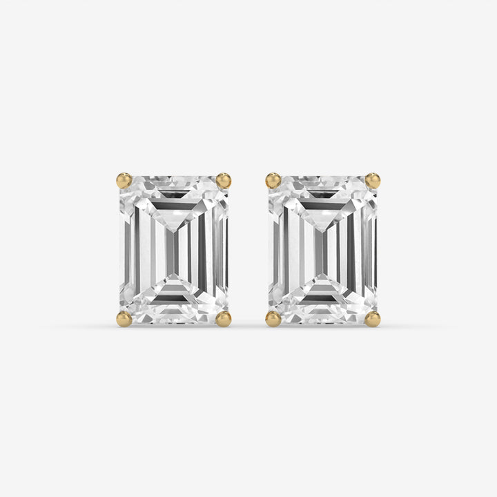 Yellow Gold Emerald-Cut Diamond Stud Earrings
