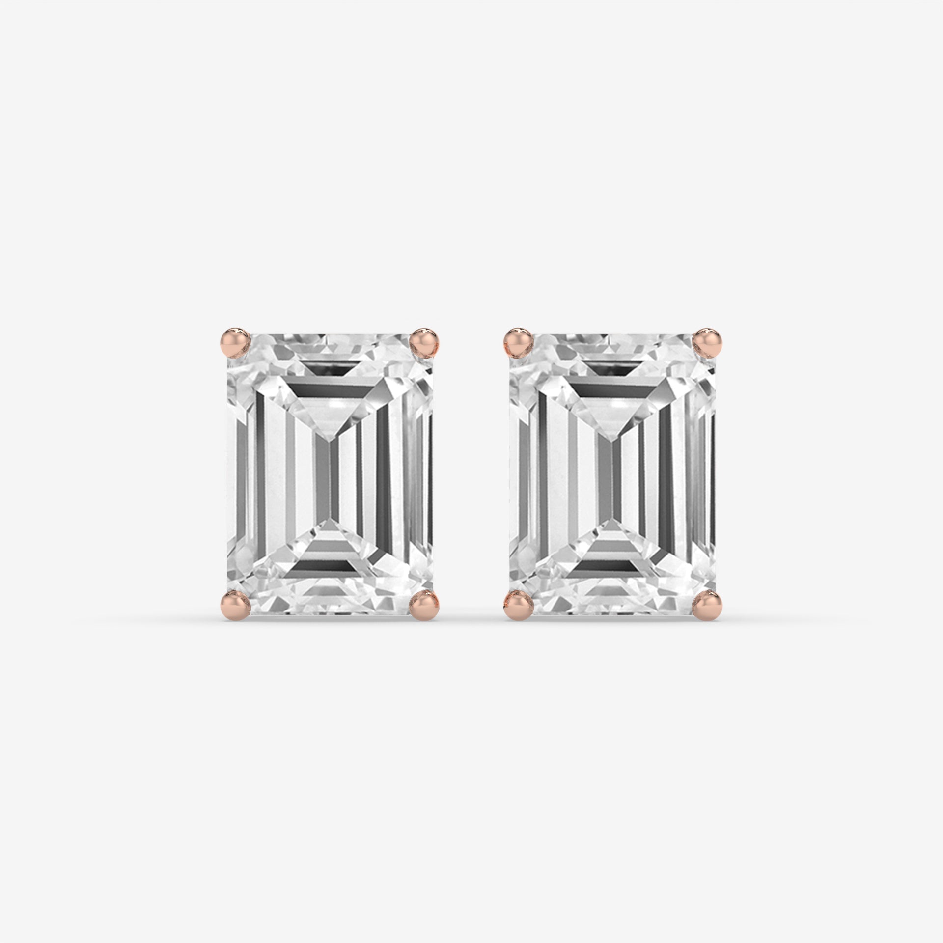 White Gold Emerald-Cut Diamond Stud Earrings