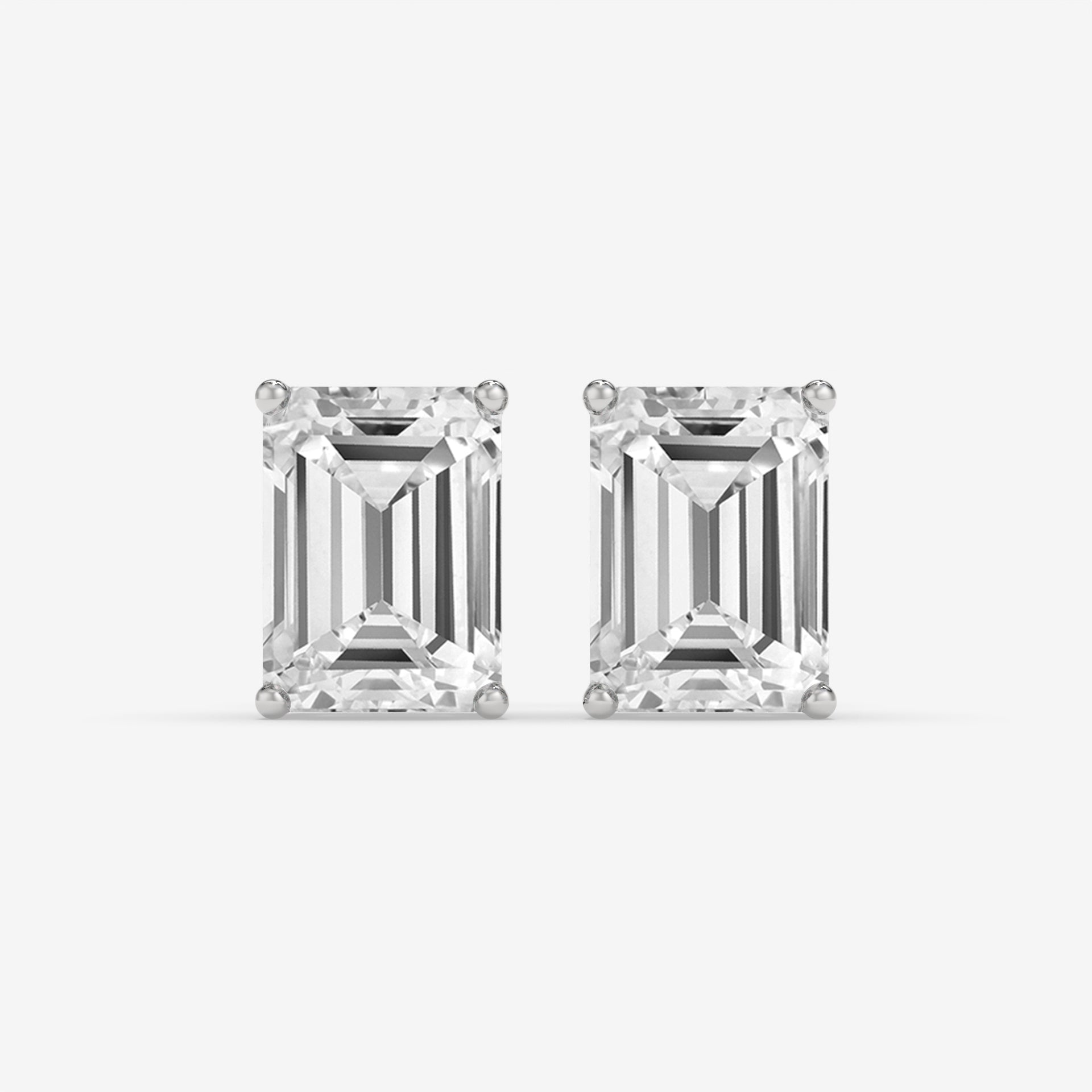 White Gold Emerald-Cut Diamond Stud Earrings