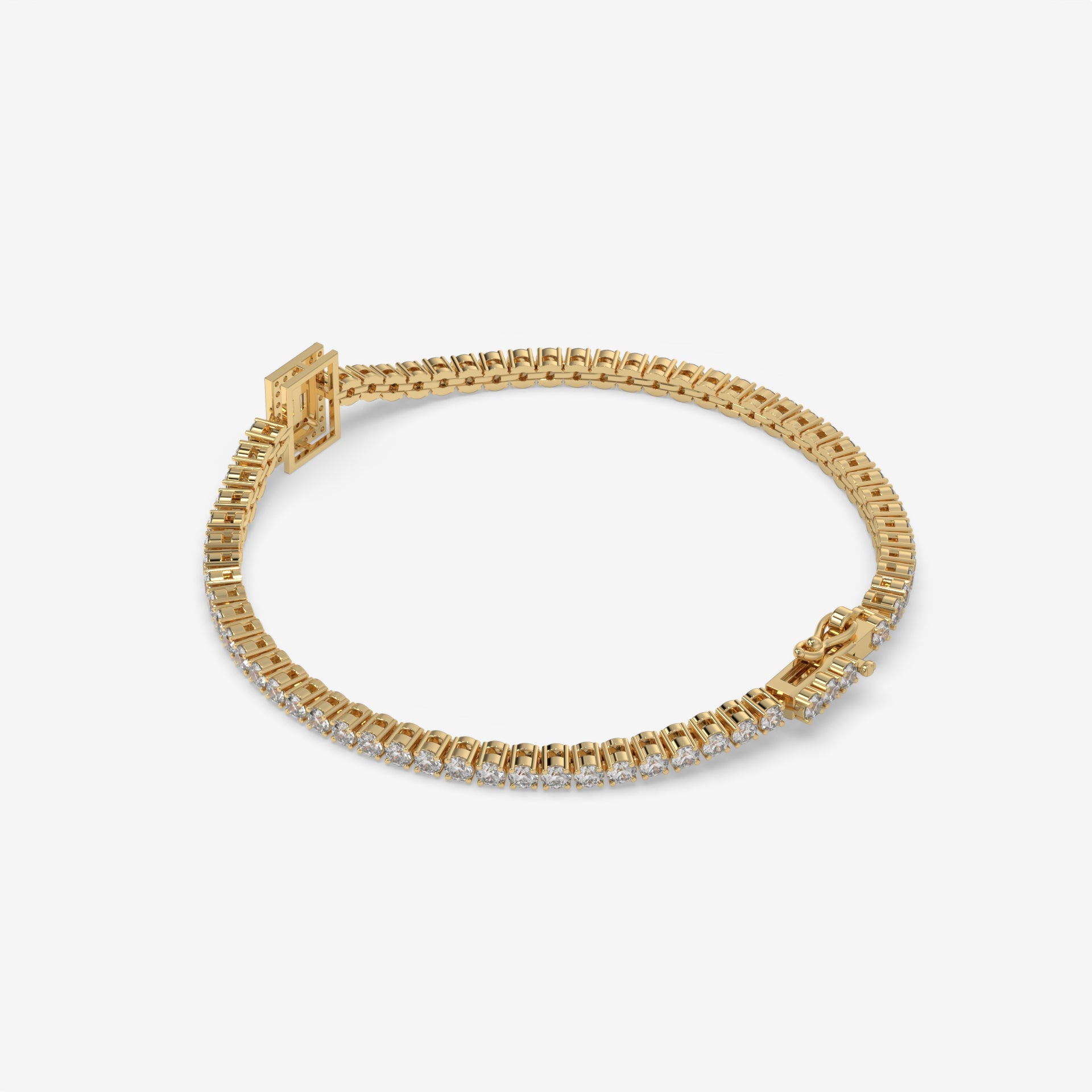 Round-Cut Diamond Tennis Bracelet in 14K Yellow Gold