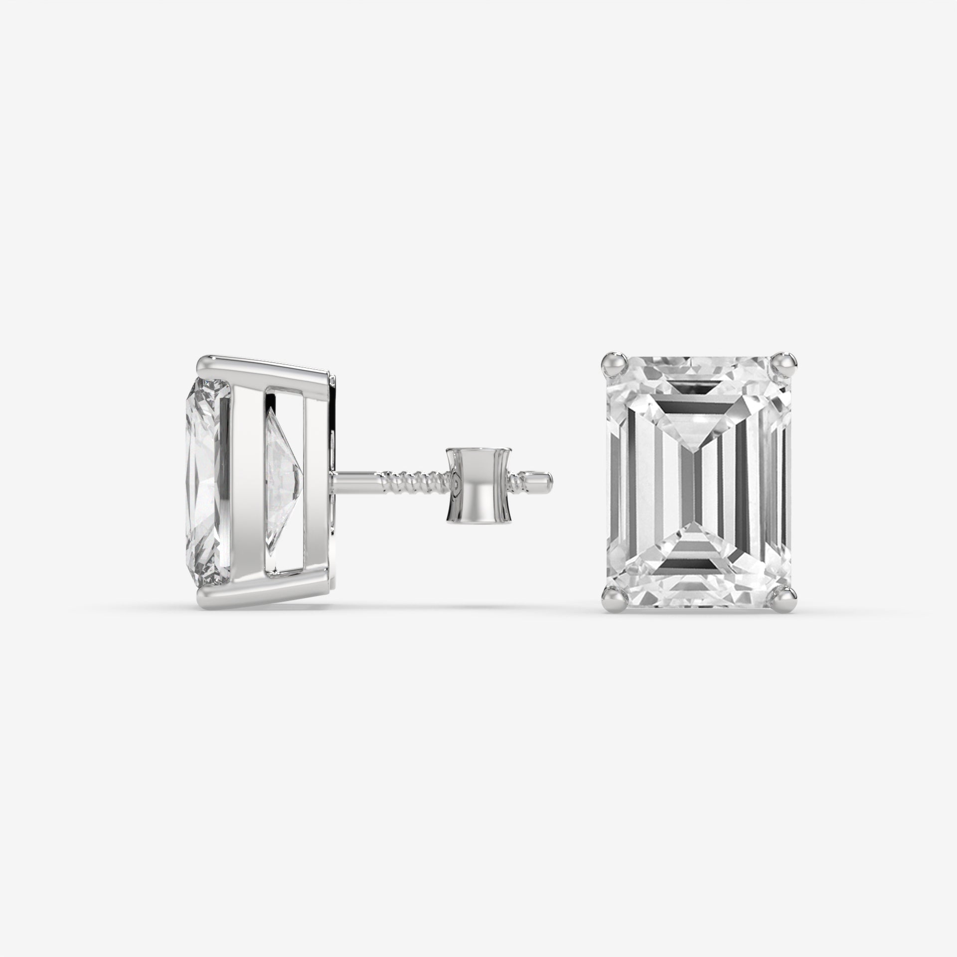 Yellow Gold Emerald-Cut Diamond Stud Earrings