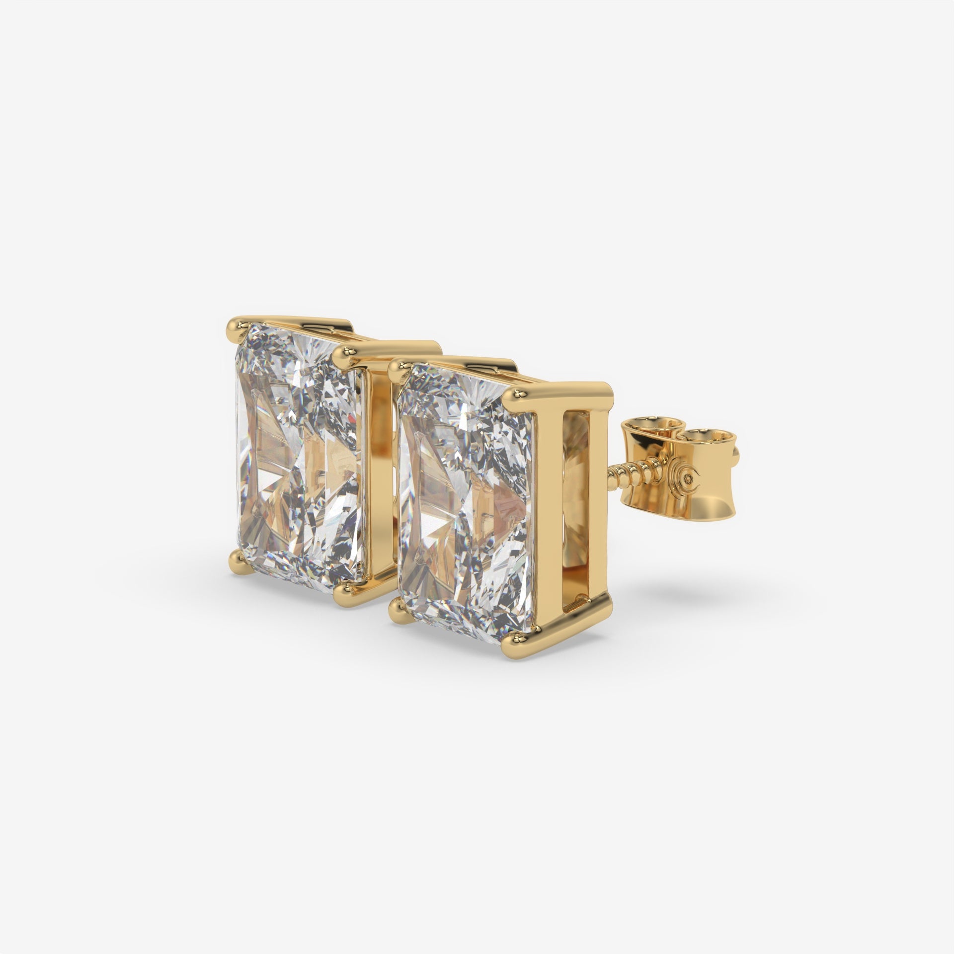 White Gold Emerald-Cut Diamond Stud Earrings