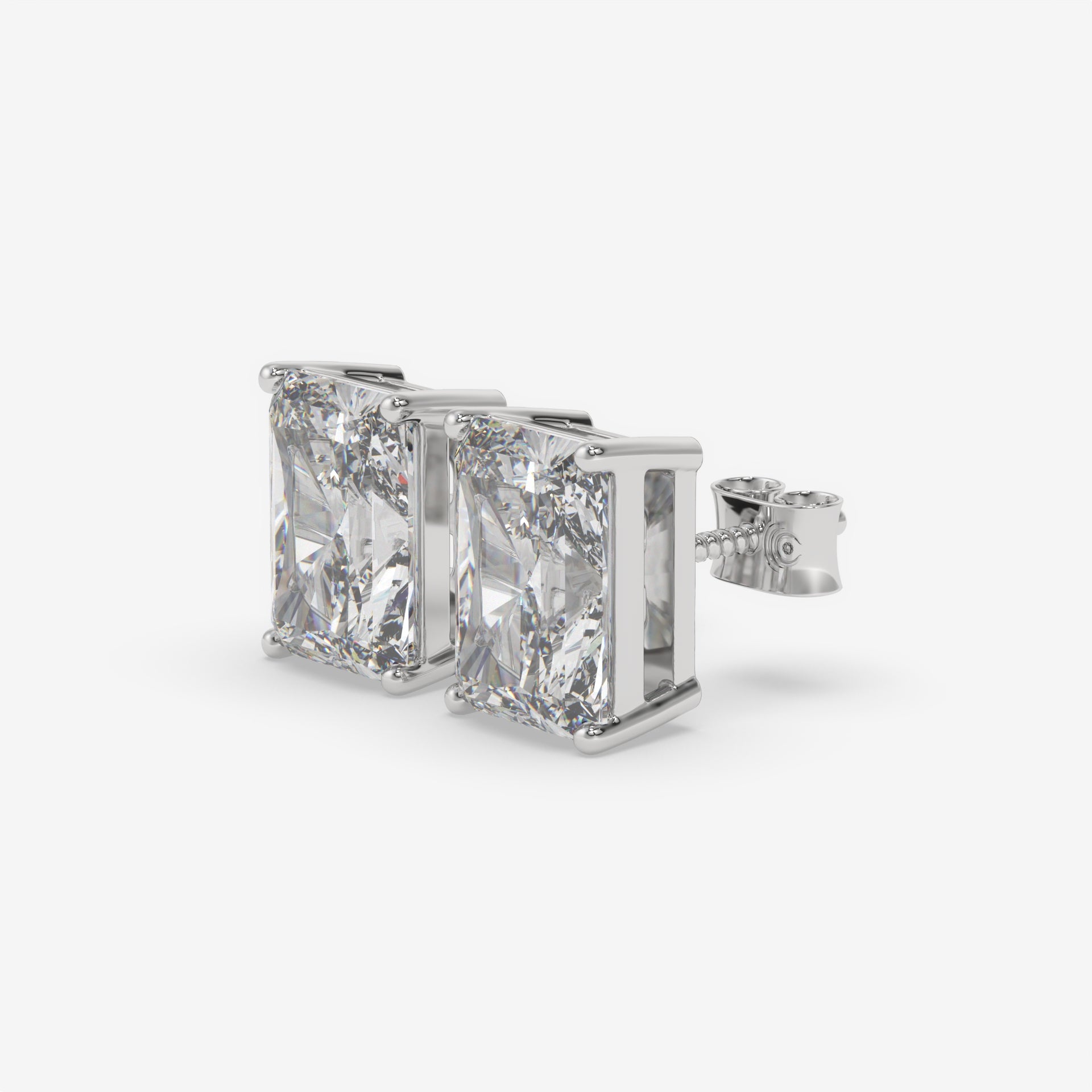 Yellow Gold Emerald-Cut Diamond Stud Earrings