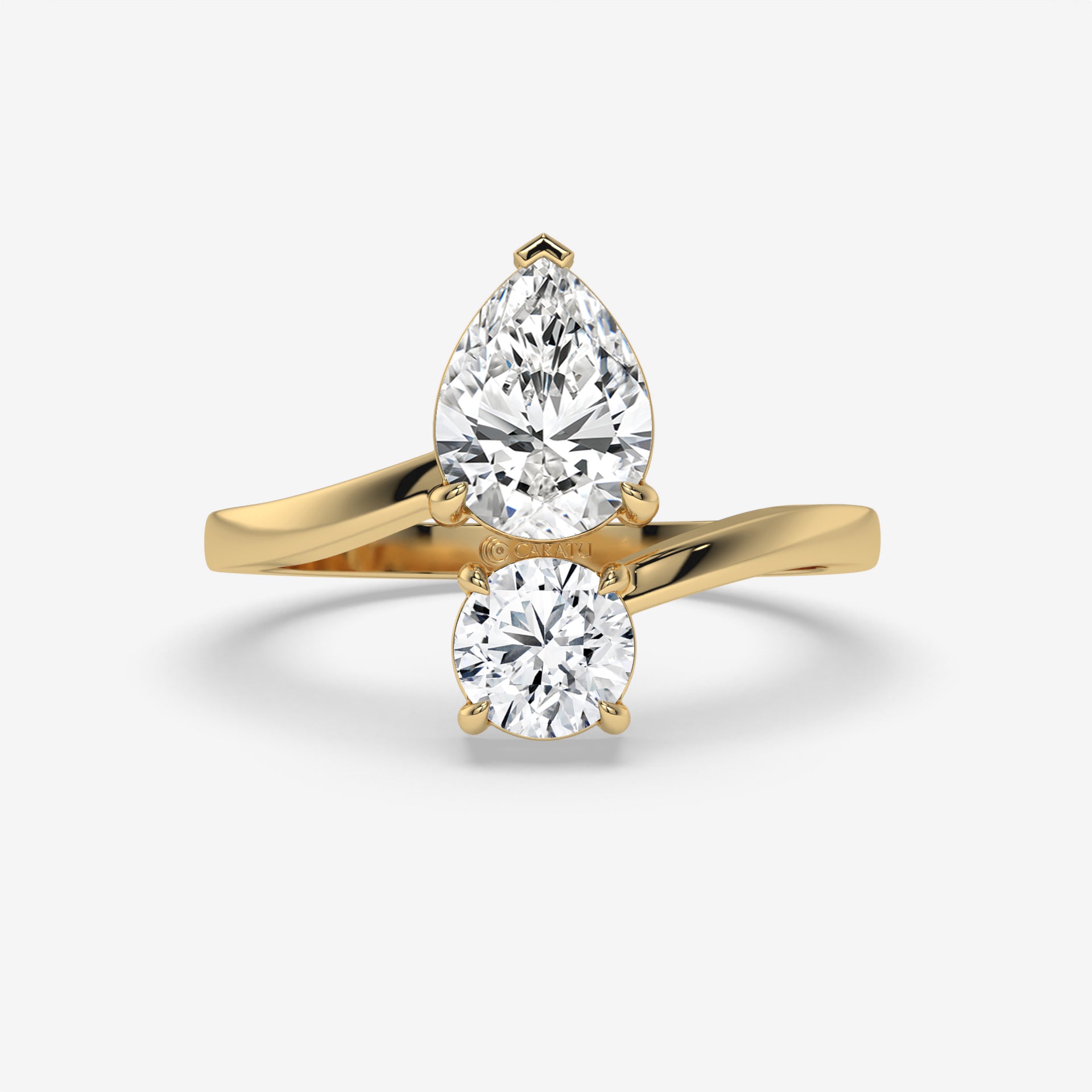 1.75 CT Pear and Round Diamond Engagement Ring in White Gold