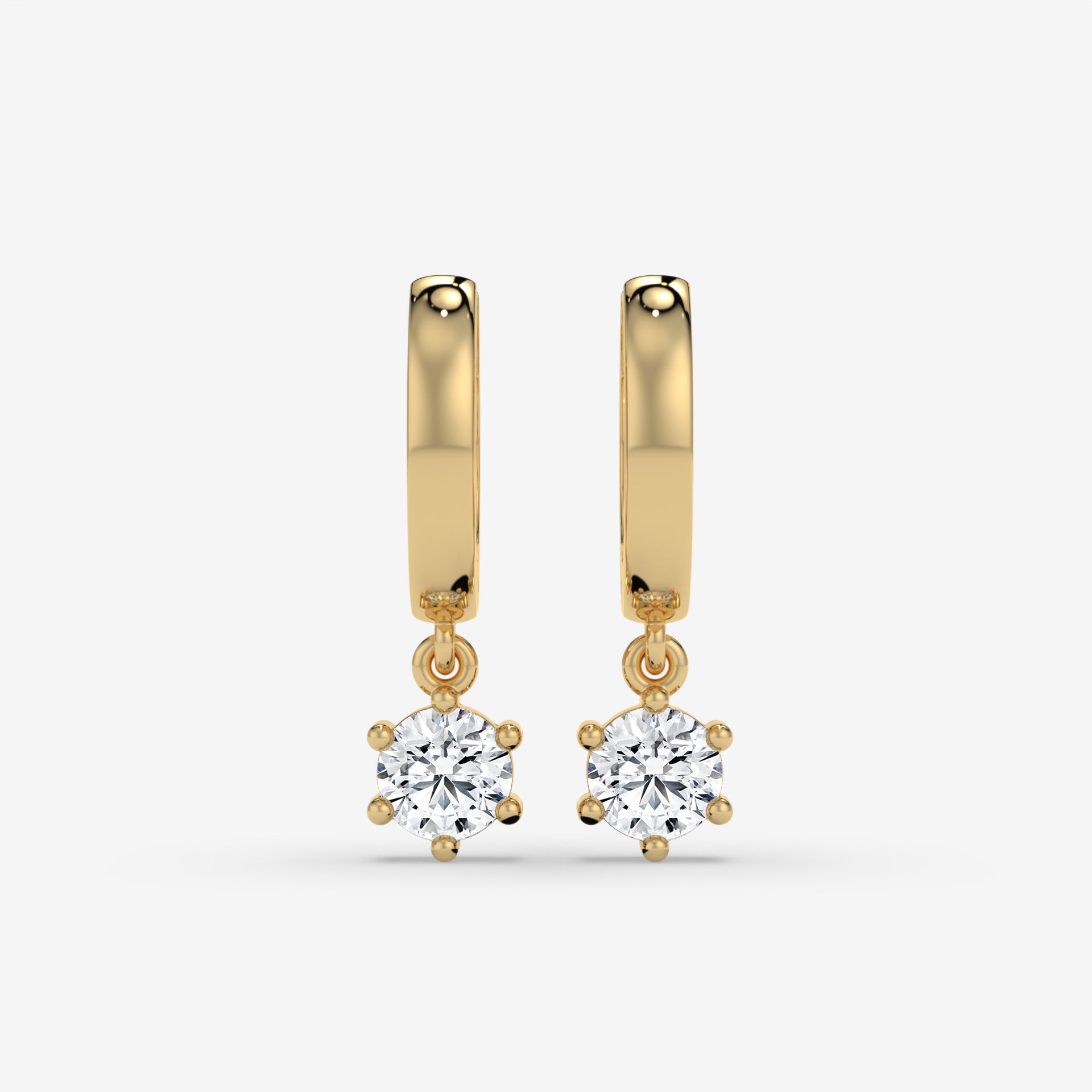 14K Round-Cut Diamond Drop Hoop Earrings in Rose Gold