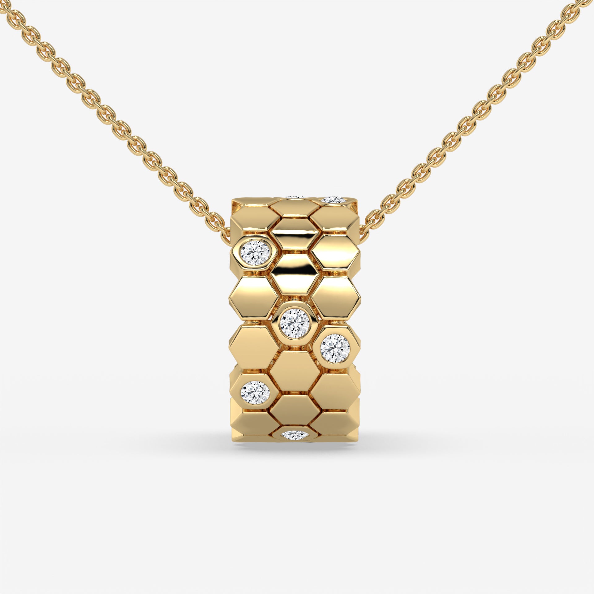 Honeycomb Hexagon Diamond Pendant in 14K White Gold – 0.28 CT
