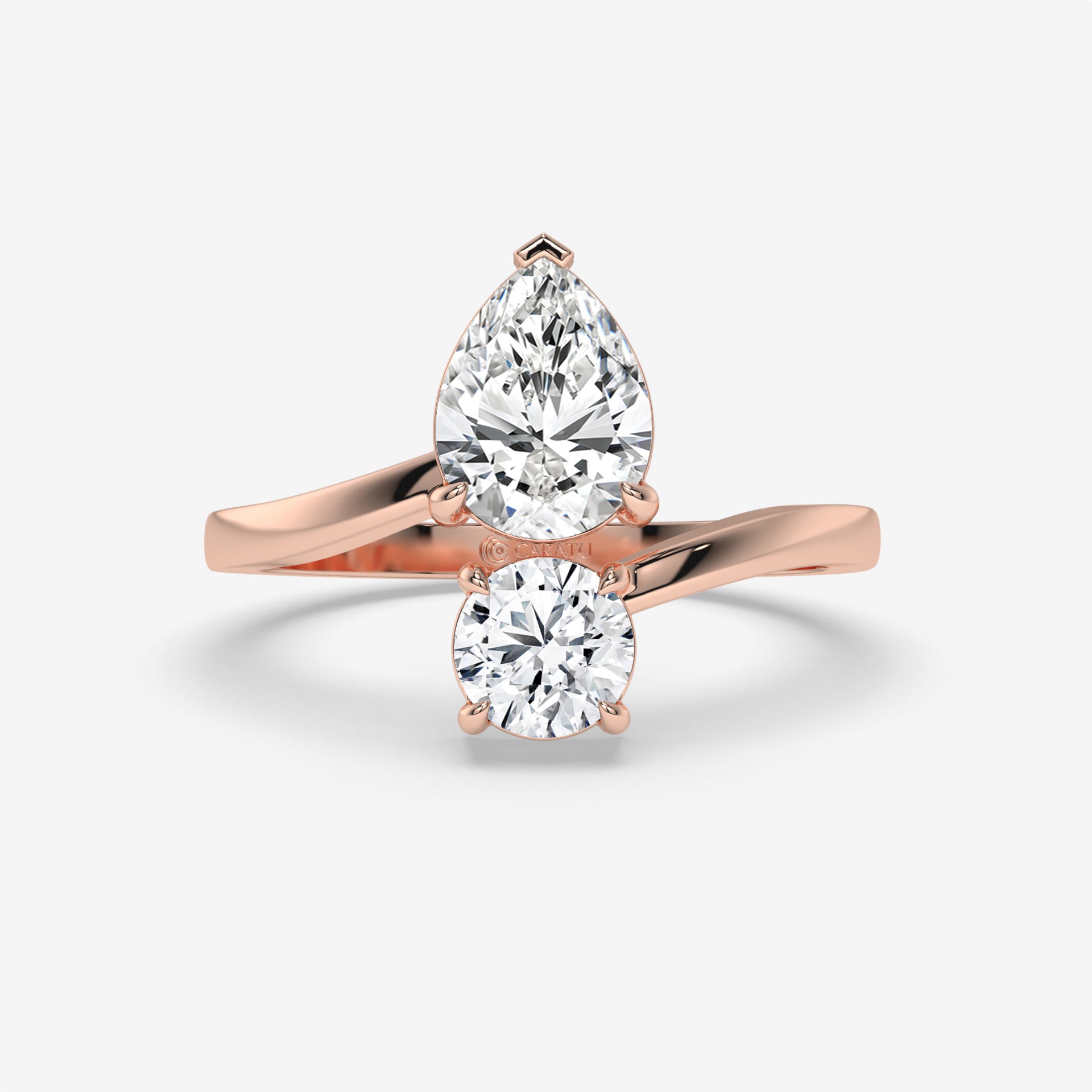 1.75 CT Pear and Round Diamond Engagement Ring in White Gold
