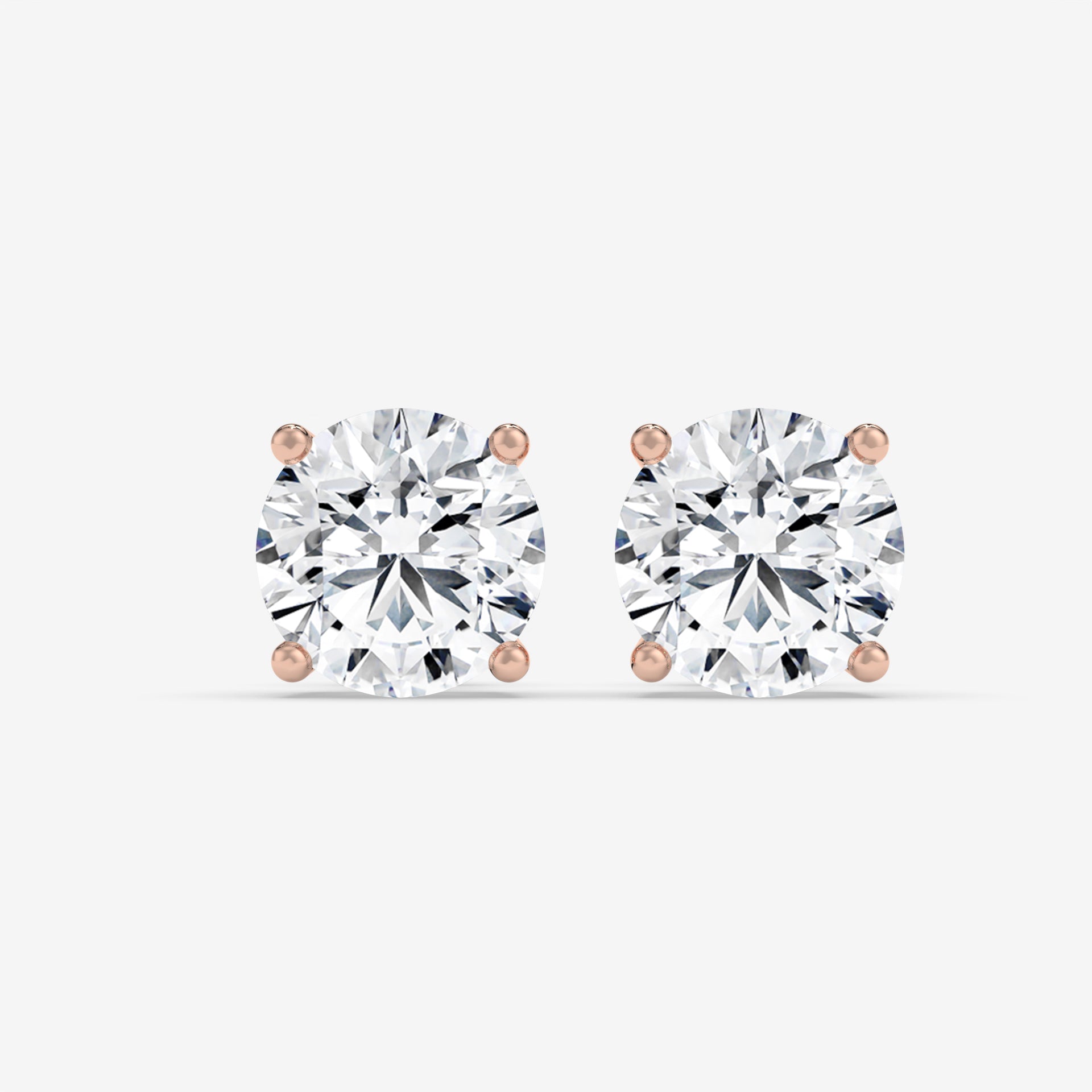 Classic Round Diamond Stud Earrings in 14K White Gold